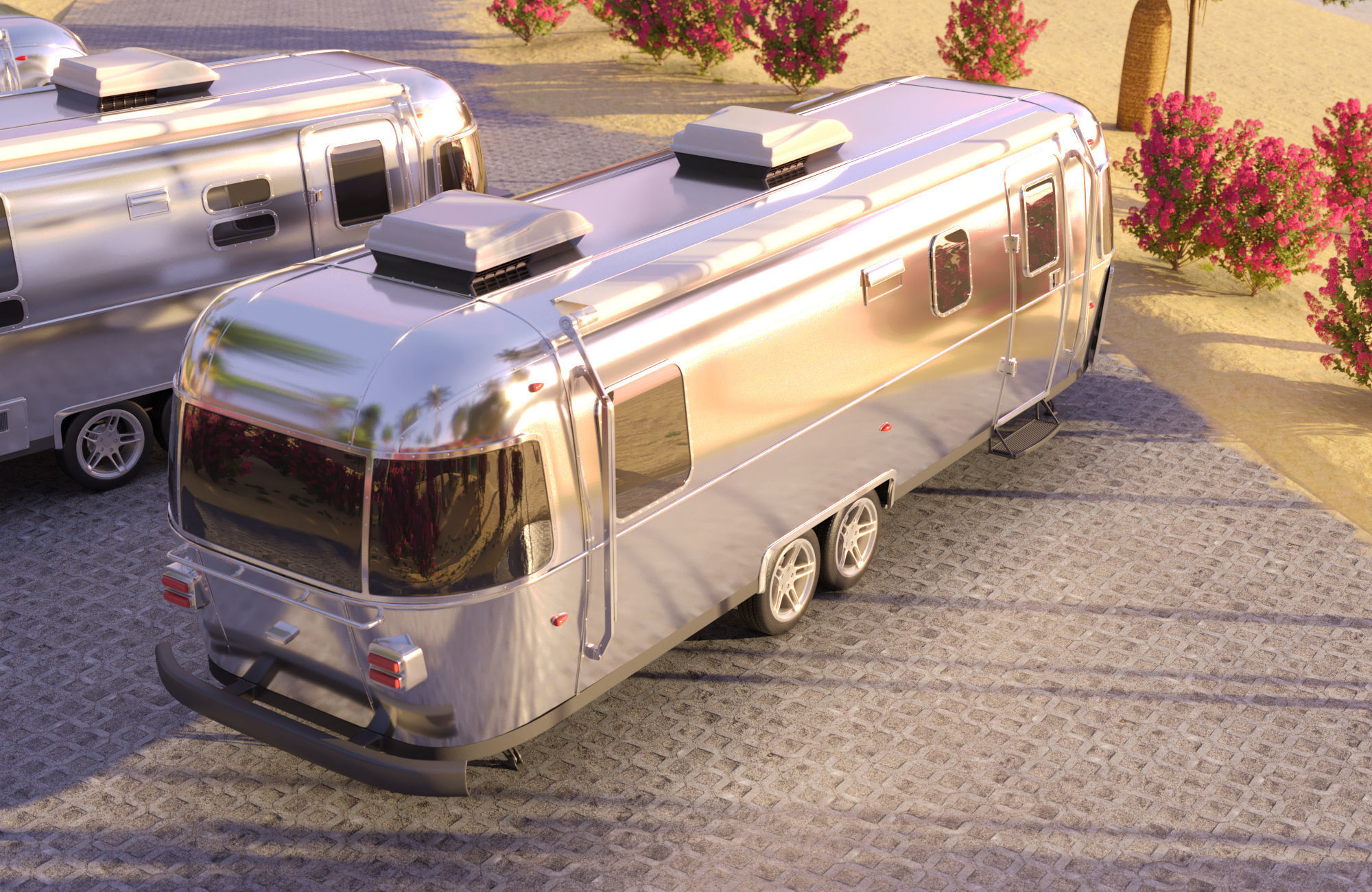 Airstream trailers pack - Realistic scene 3D model_3