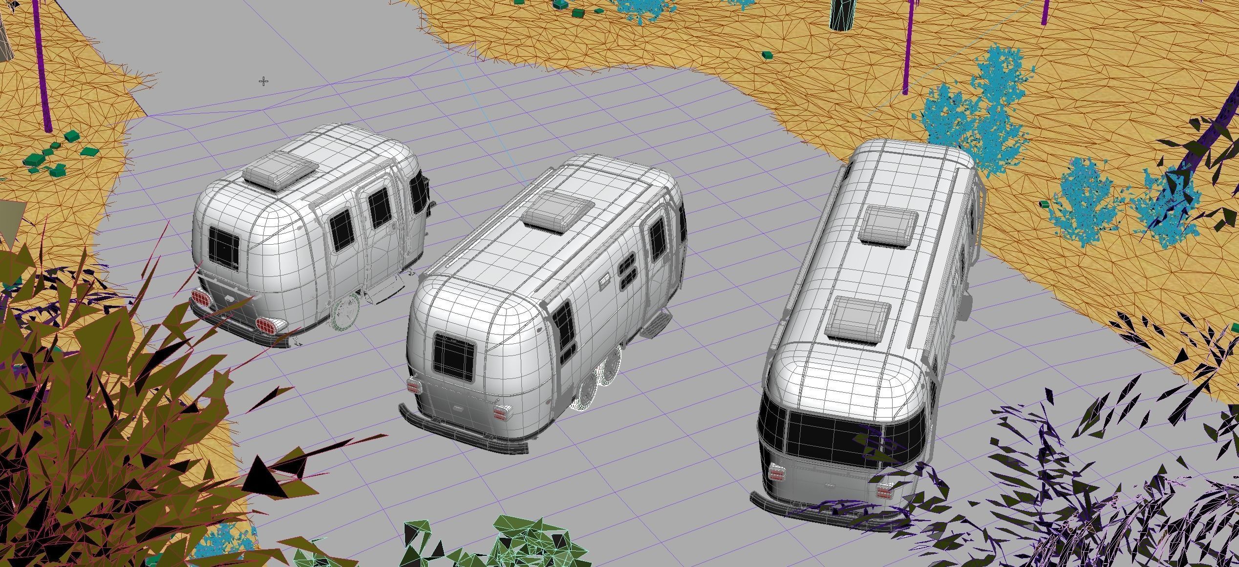 Airstream trailers pack - Realistic scene 3D model_6