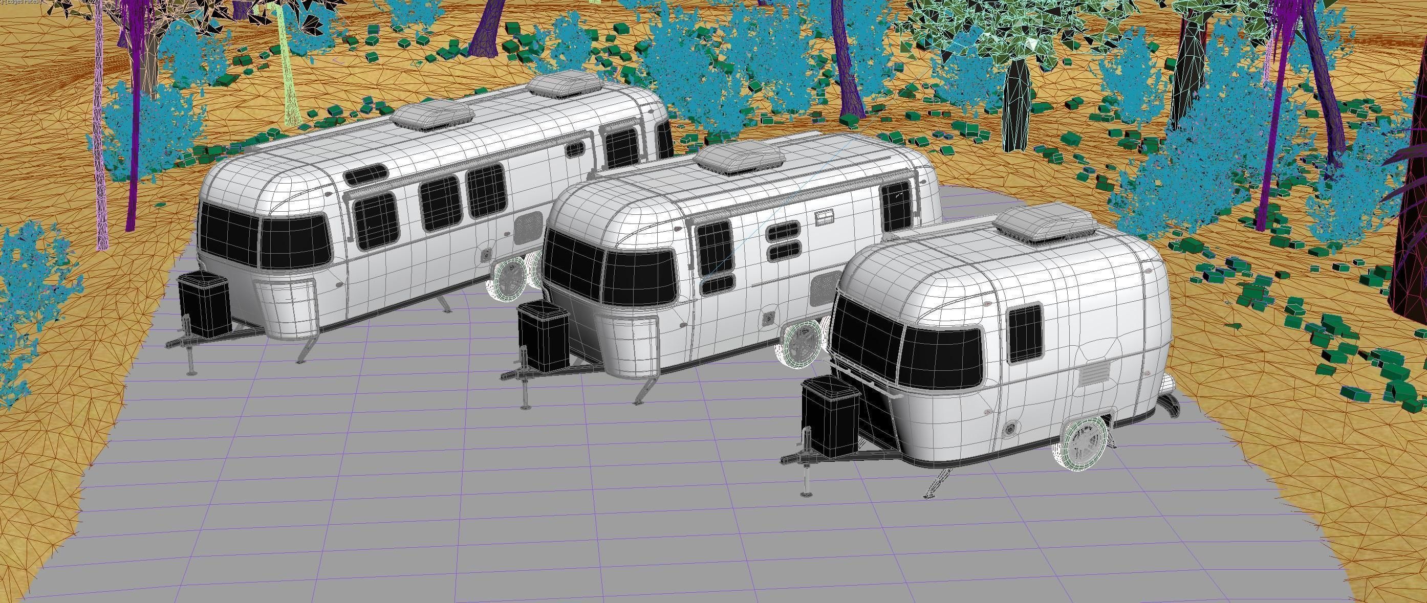 Airstream trailers pack - Realistic scene 3D model_5