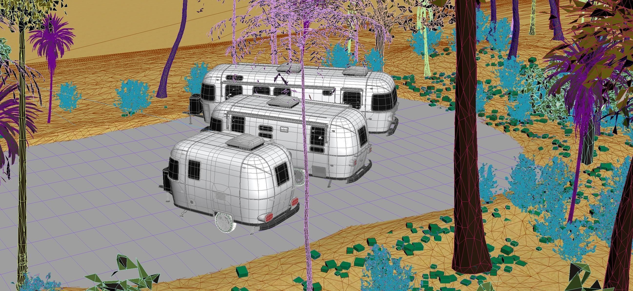 Airstream trailers pack - Realistic scene 3D model_7