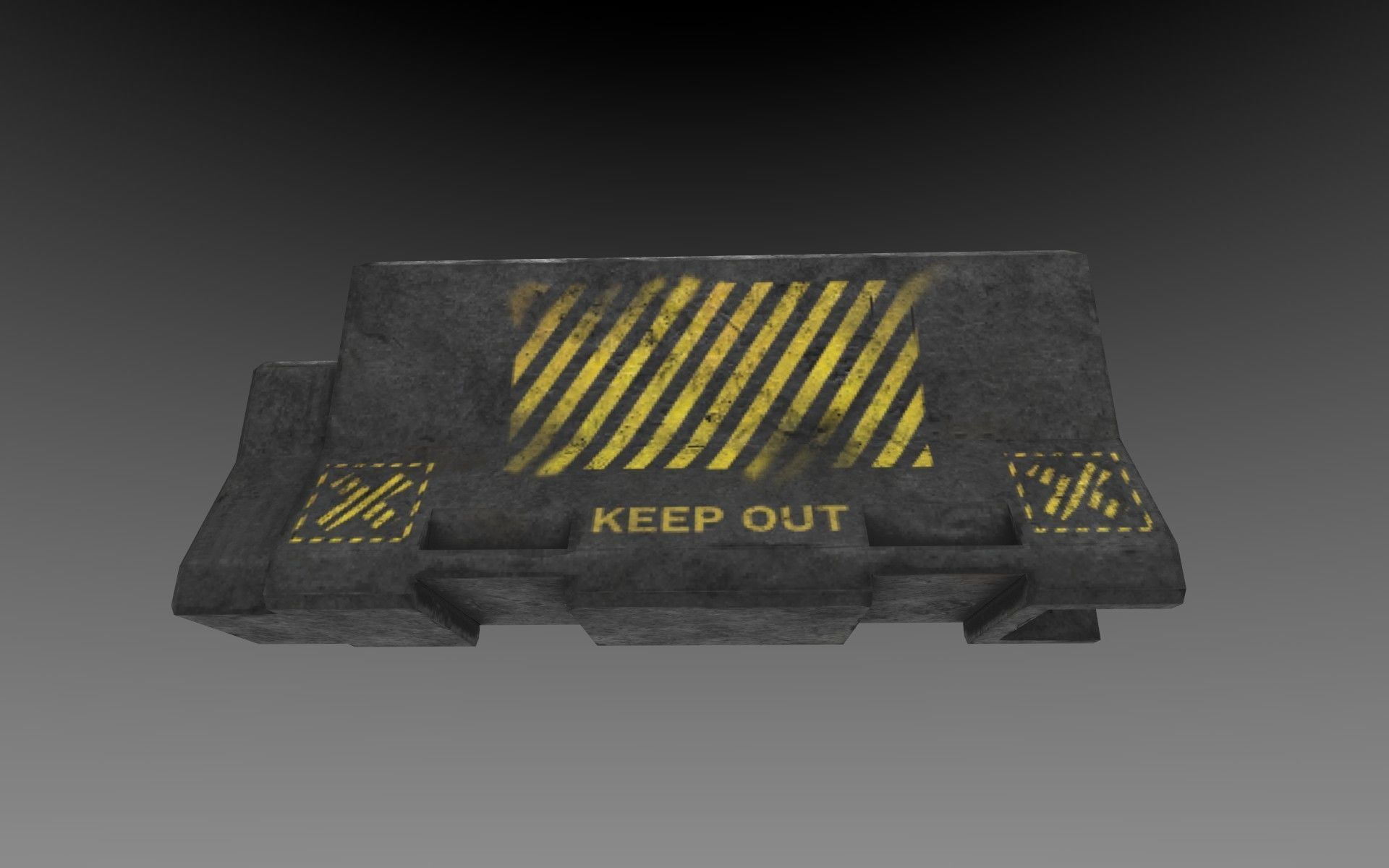 Short Concrete Barrier with slight damage Free low-poly 3D model_4