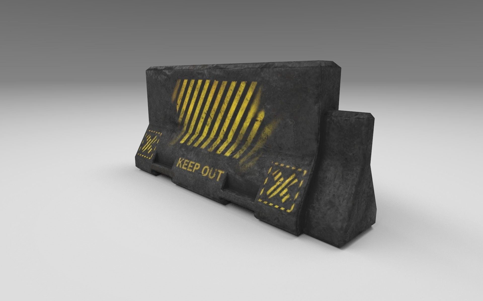 Short Concrete Barrier with slight damage Free low-poly 3D model_2