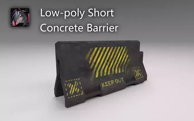 Short Concrete Barrier with slight damage Free low-poly 3D model