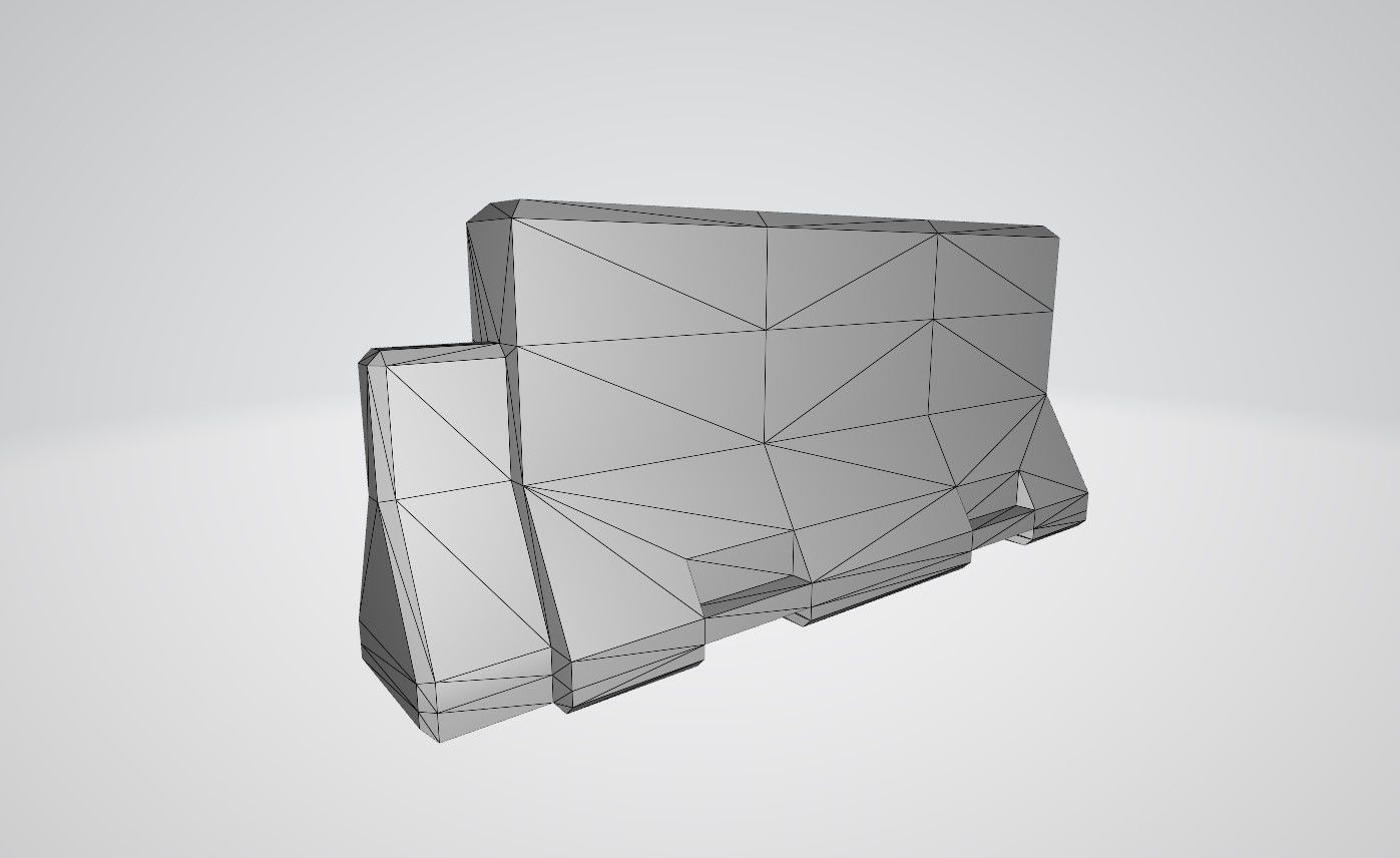 Short Concrete Barrier with slight damage Free low-poly 3D model_6
