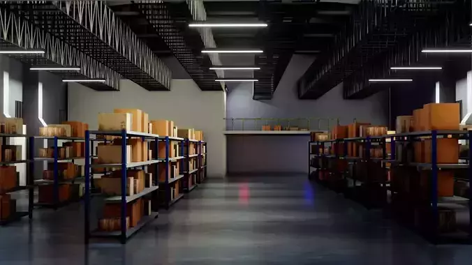 Ware House Interior - Low Poly - Game Ready - PBR