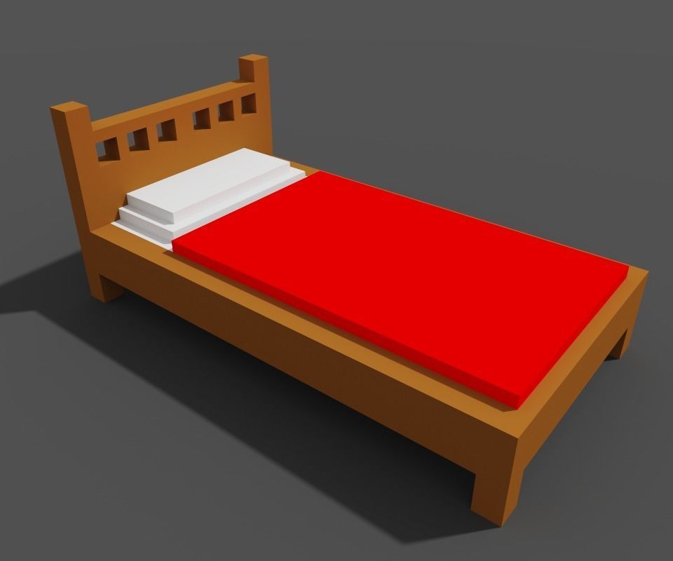 Bed Voxel 3D model_5