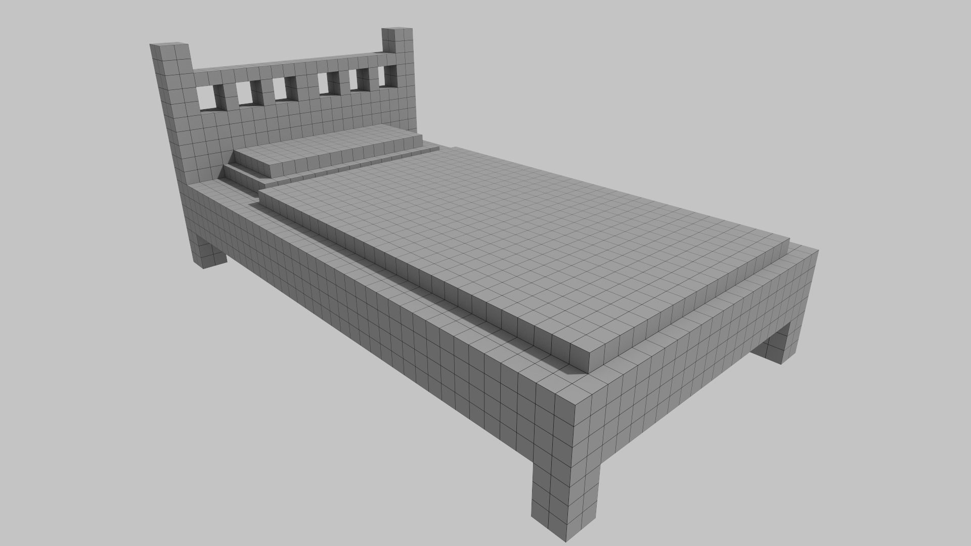 Bed Voxel 3D model_6