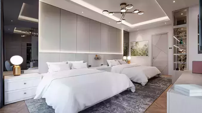 Hotel Suite Bedroom Blender - Fbx - Obj