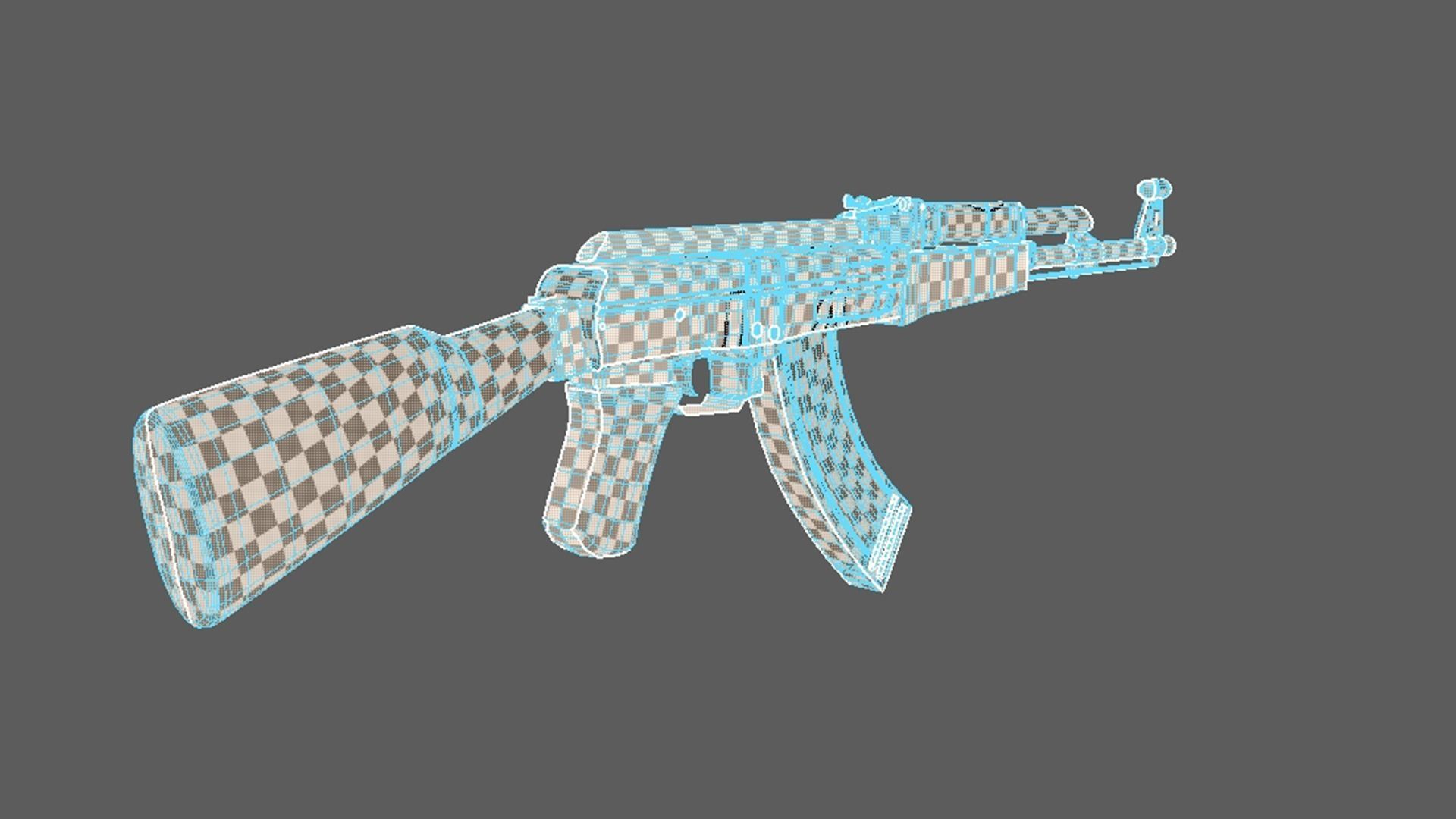 AK-47 Gun Low-poly 3D model_10