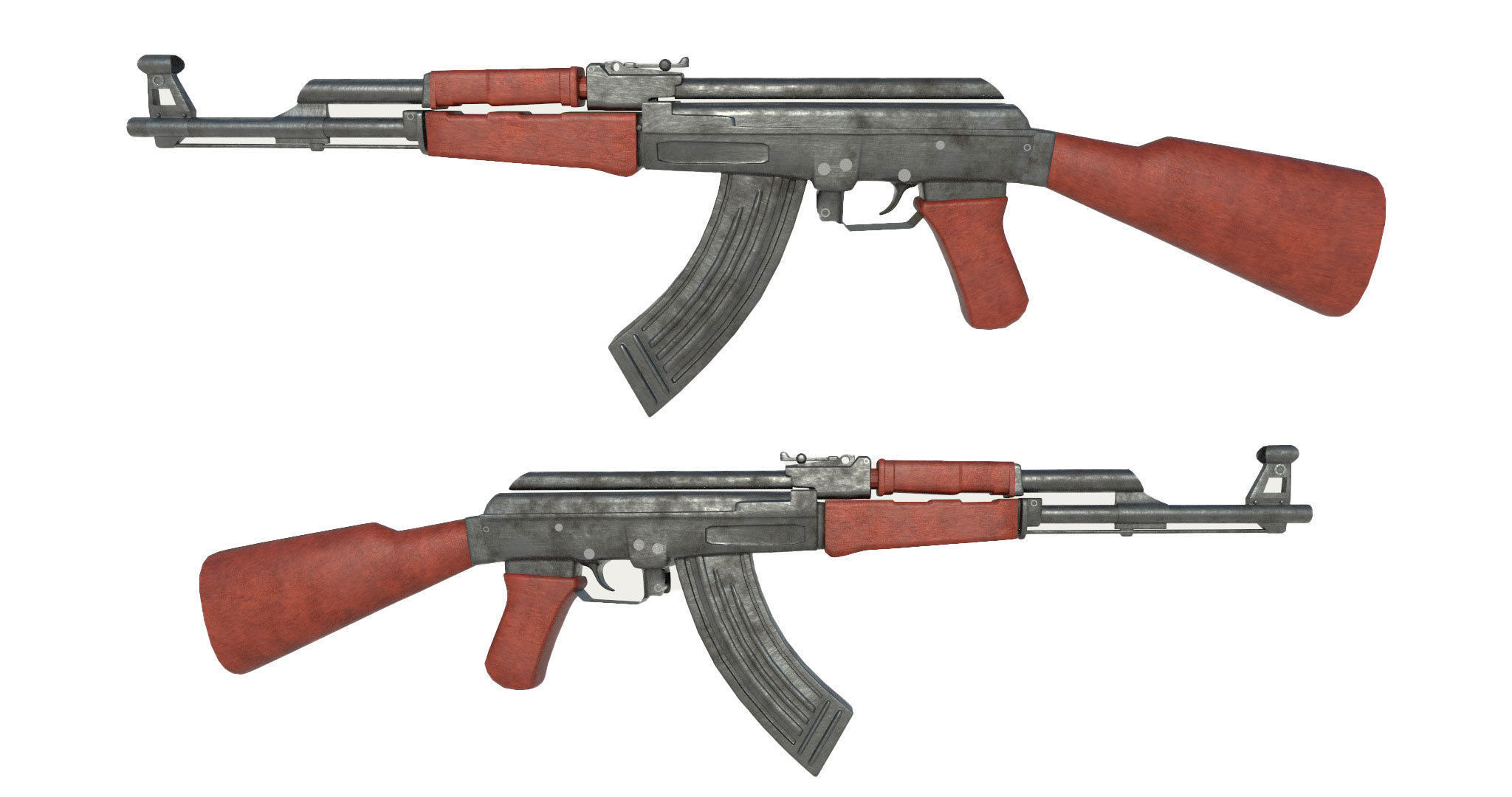 AK-47 Gun Low-poly 3D model_4