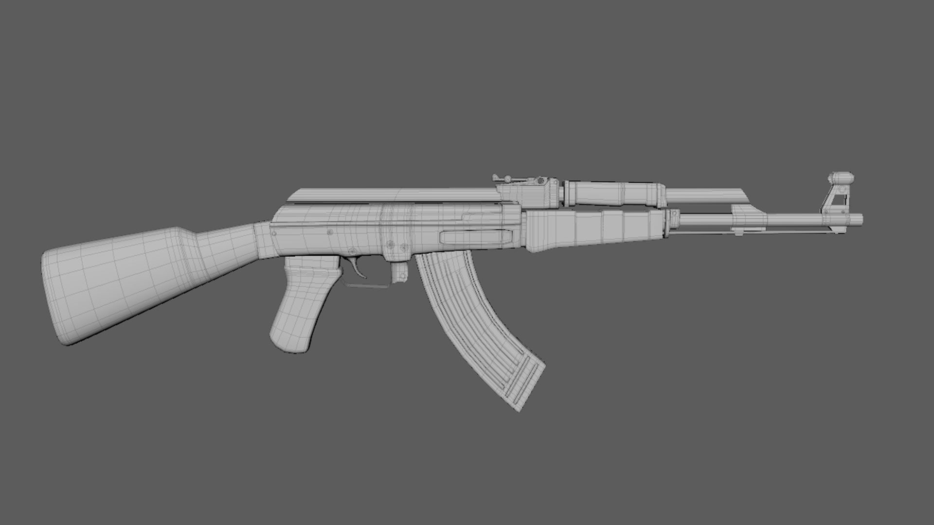 AK-47 Gun Low-poly 3D model_6