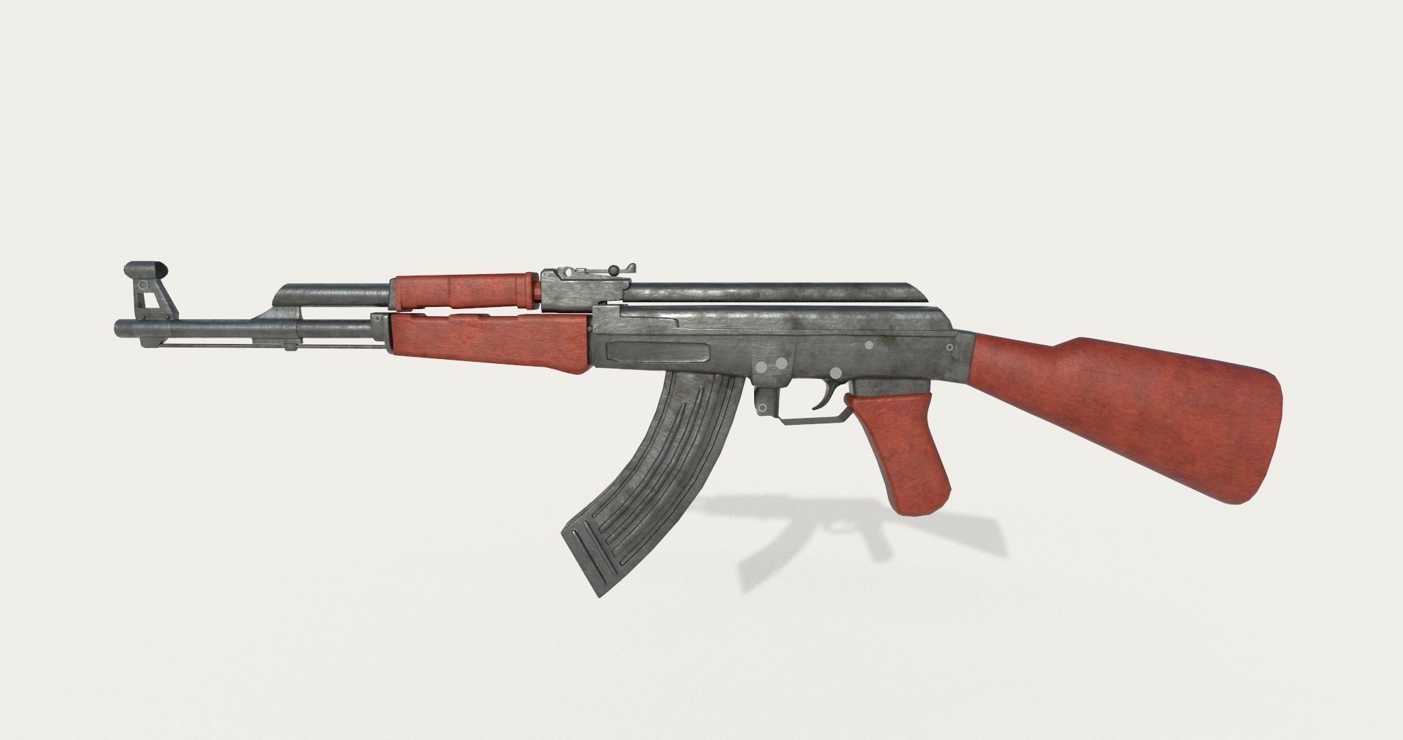 AK-47 Gun Low-poly 3D model_2