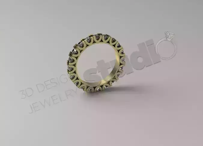 Emerald cut eternity ring band 3d model