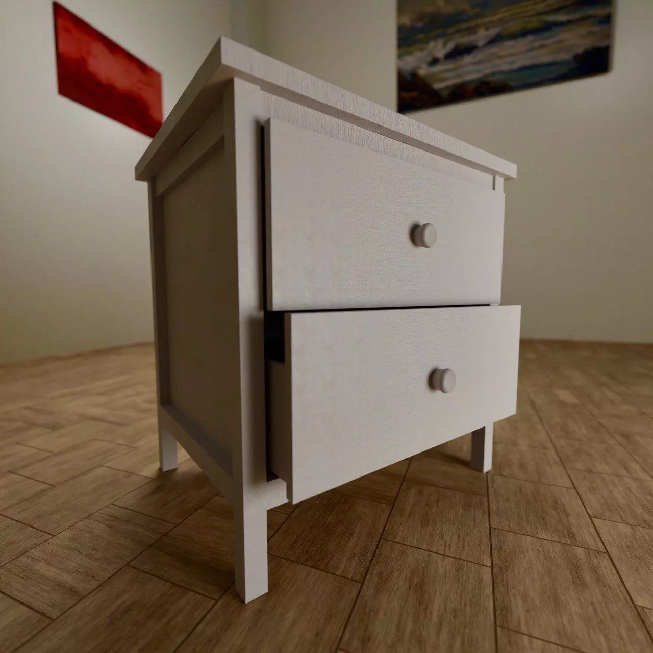 White Bedside Table 3D model