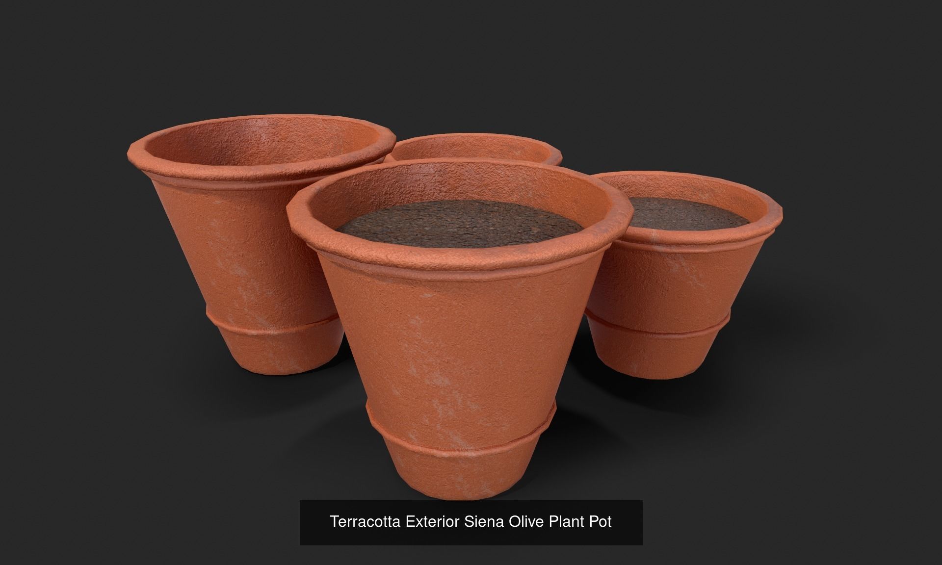 Plant Pot Set Terracotta Exterior 3D Model Collection_2