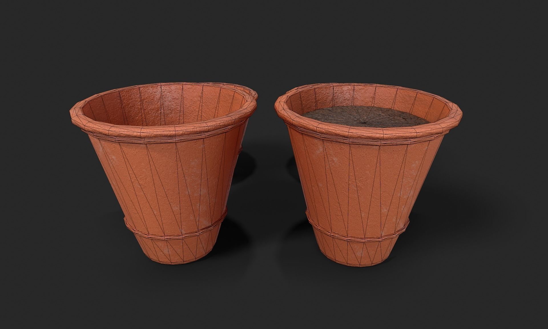Plant Pot Set Terracotta Exterior 3D Model Collection_53