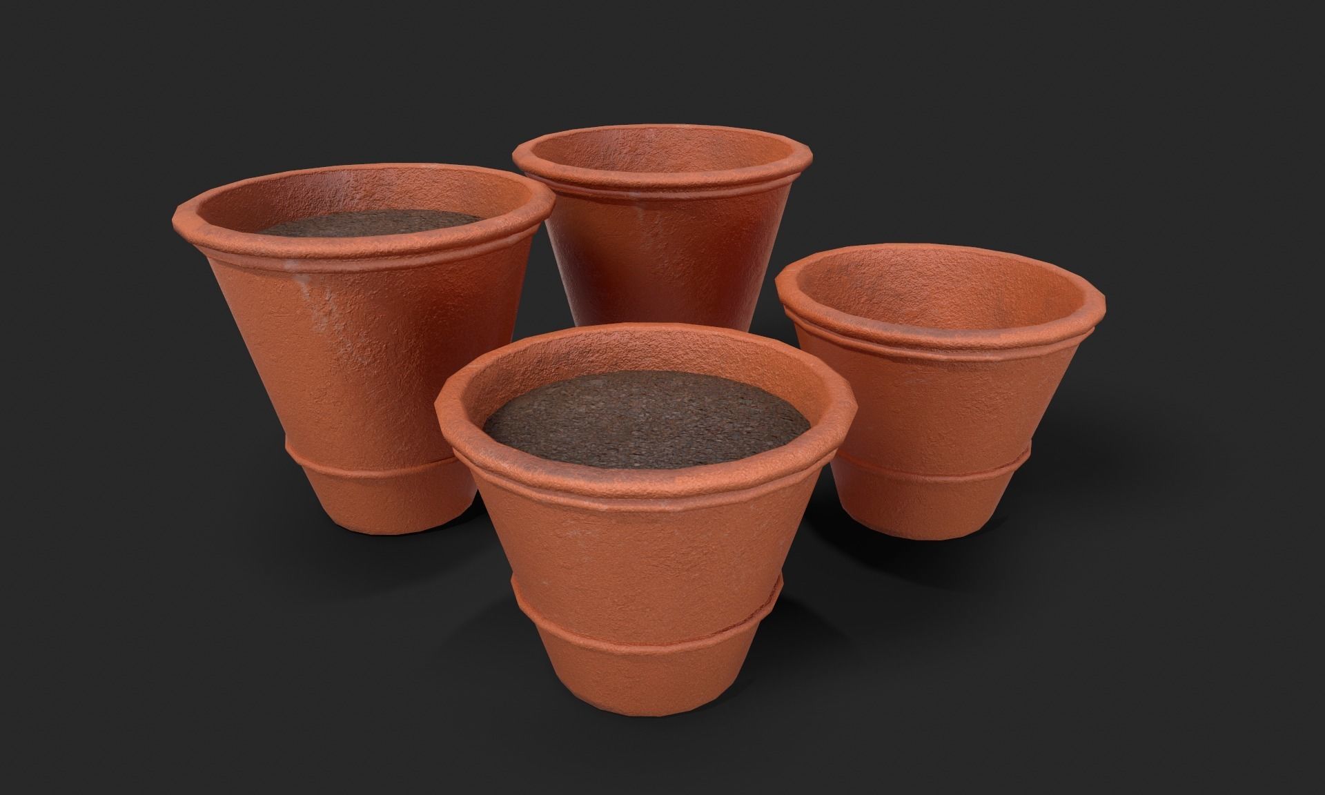 Plant Pot Set Terracotta Exterior 3D Model Collection_57