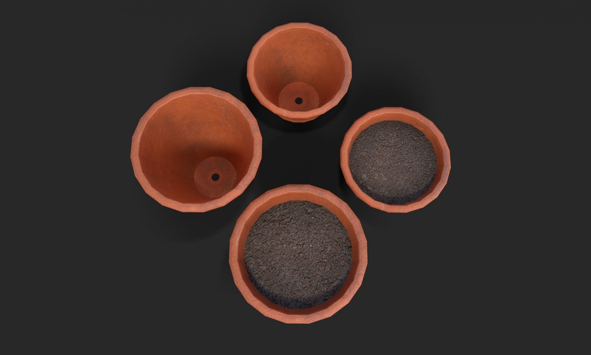 Plant Pot Set Terracotta Exterior 3D Model Collection_48