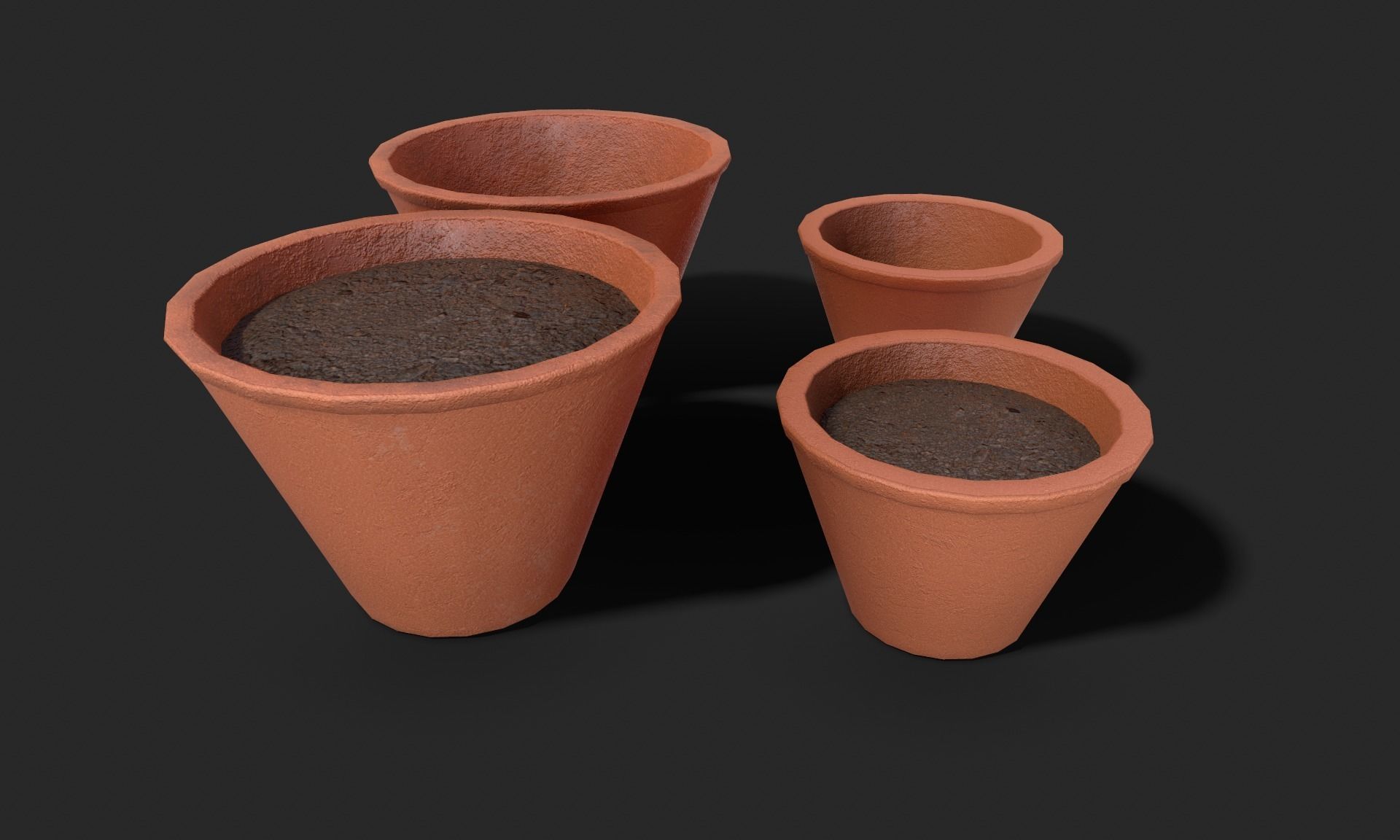 Plant Pot Set Terracotta Exterior 3D Model Collection_36