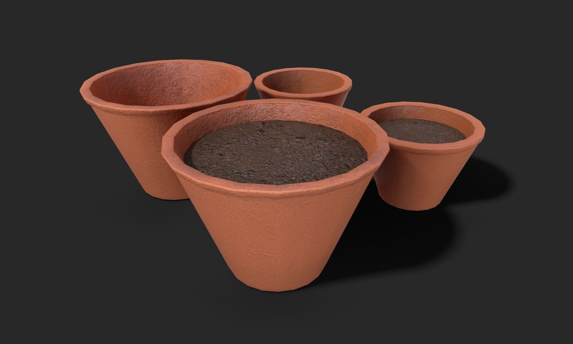 Plant Pot Set Terracotta Exterior 3D Model Collection_27
