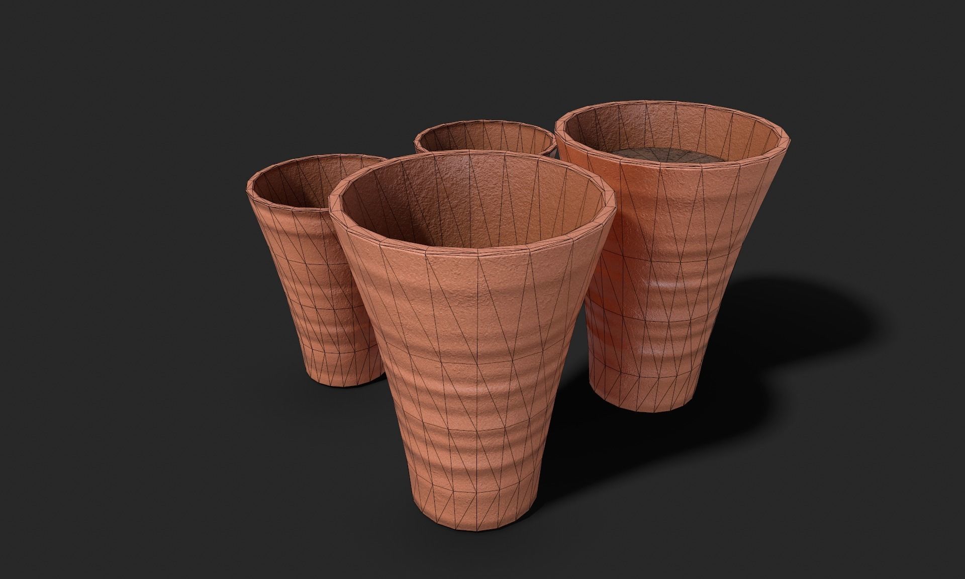 Plant Pot Set Terracotta Exterior 3D Model Collection_12