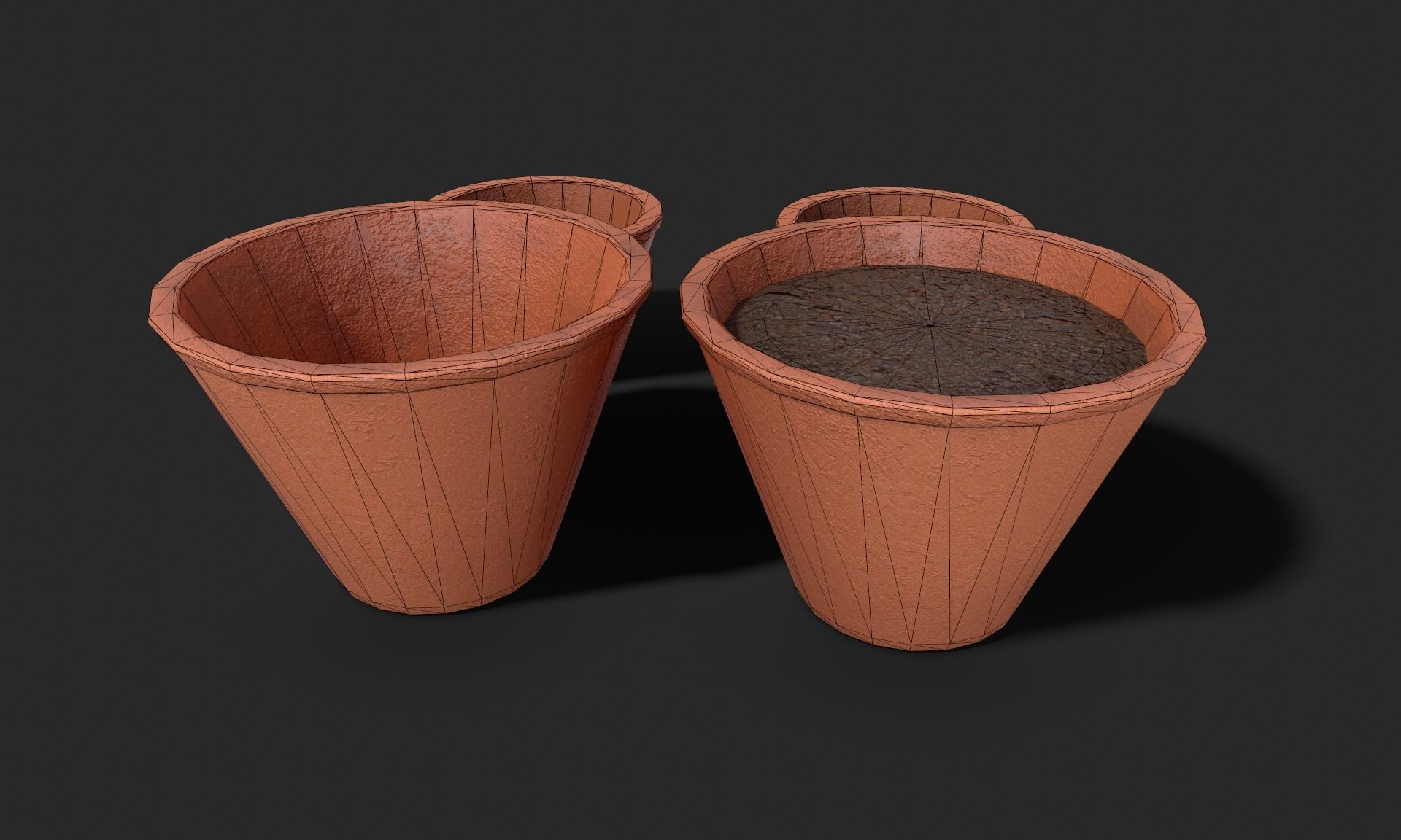Plant Pot Set Terracotta Exterior 3D Model Collection_34