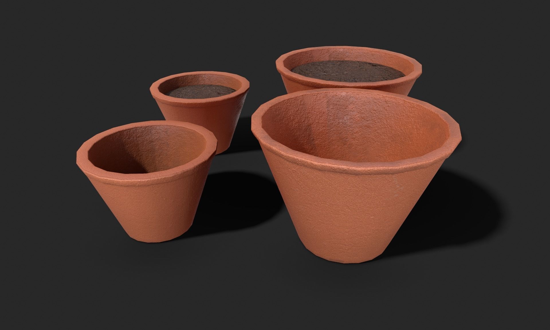 Plant Pot Set Terracotta Exterior 3D Model Collection_26