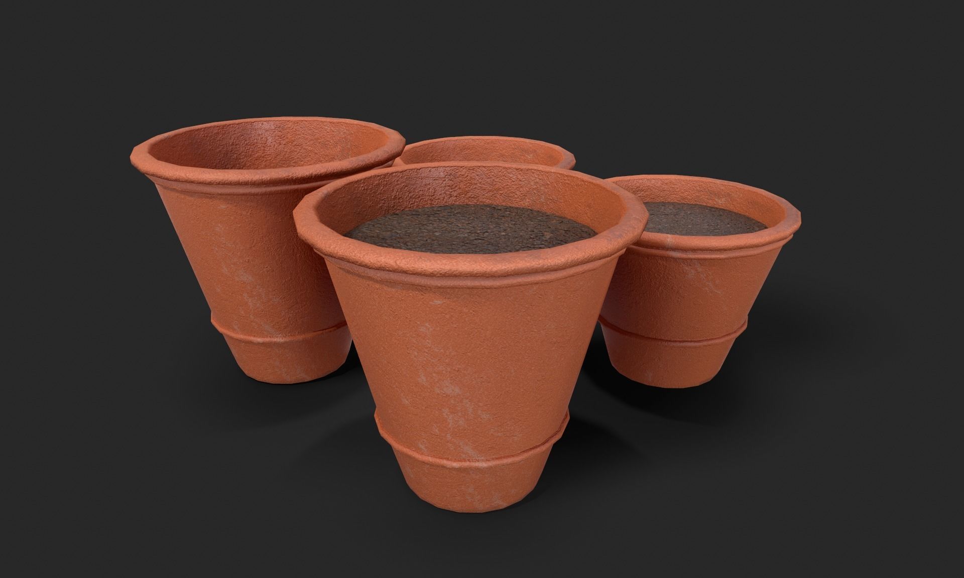 Plant Pot Set Terracotta Exterior 3D Model Collection_46