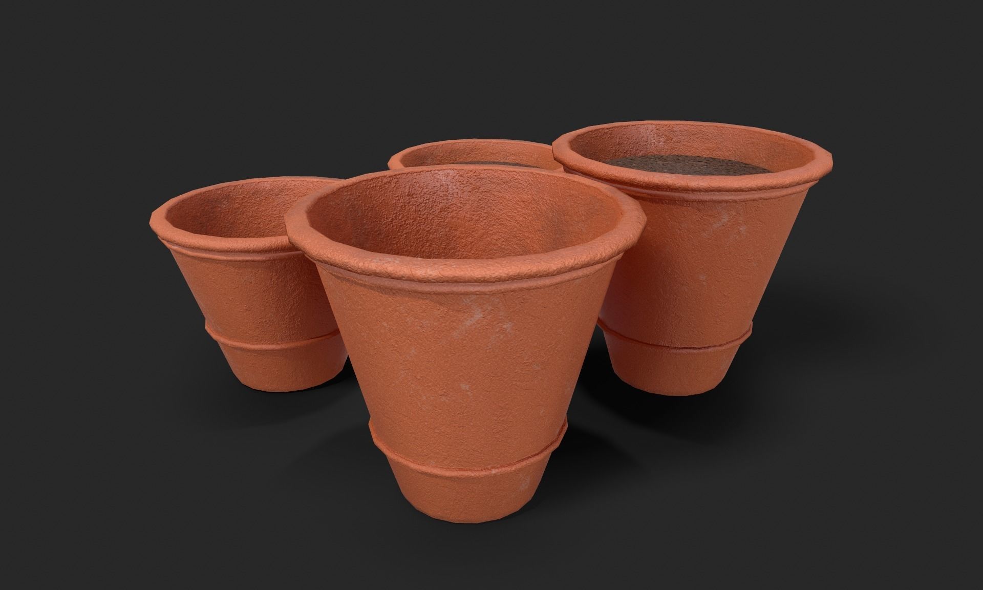 Plant Pot Set Terracotta Exterior 3D Model Collection_52