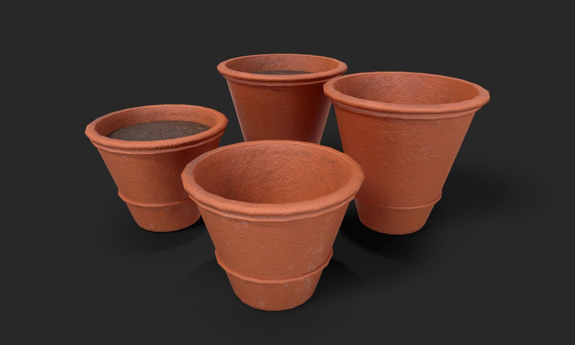 Plant Pot Set Terracotta Exterior 3D Model Collection_56