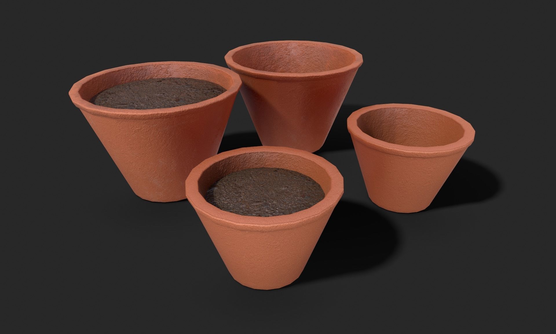 Plant Pot Set Terracotta Exterior 3D Model Collection_29