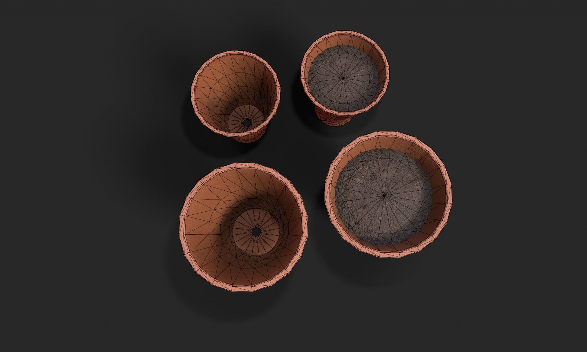 Plant Pot Set Terracotta Exterior 3D Model Collection_13