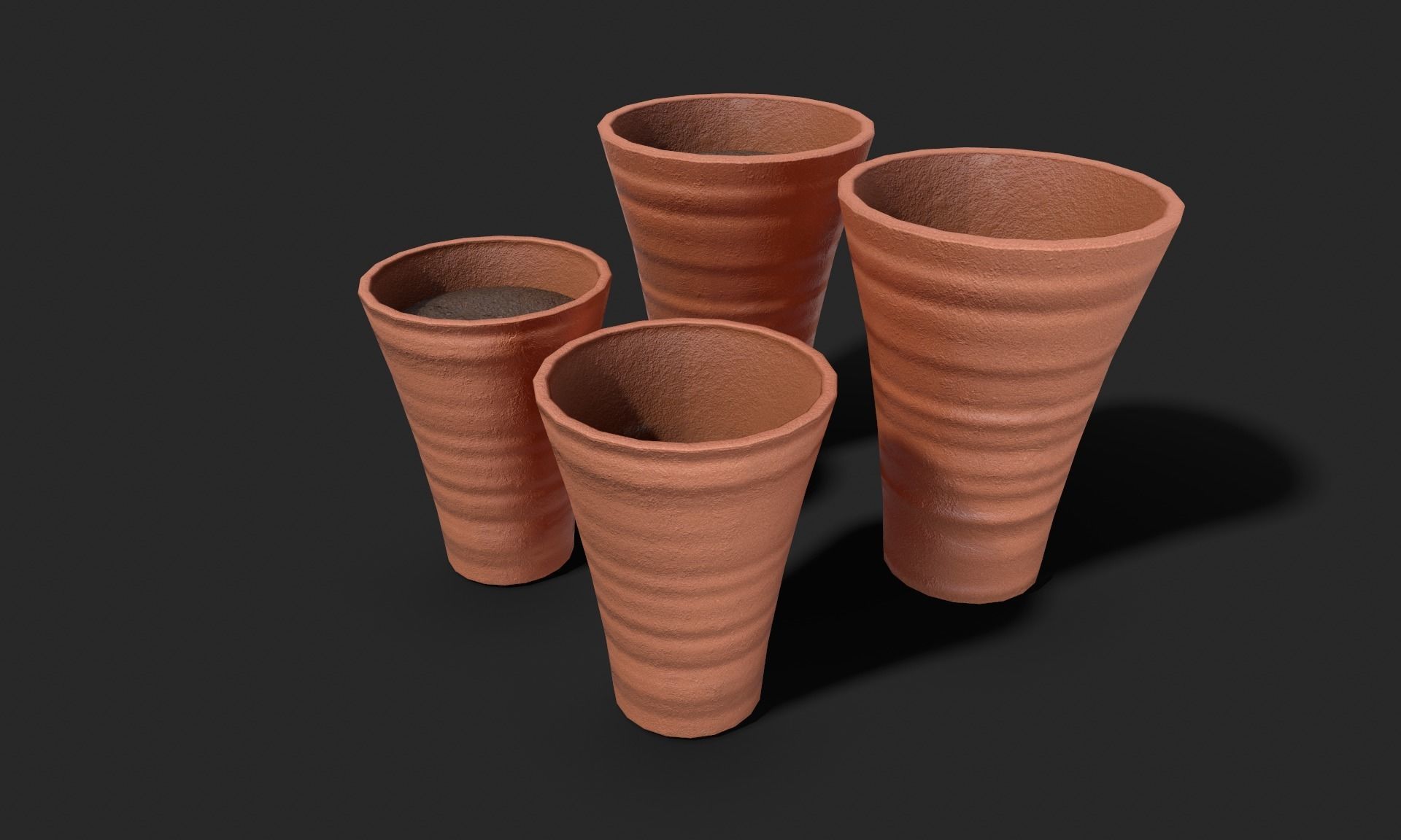 Plant Pot Set Terracotta Exterior 3D Model Collection_18