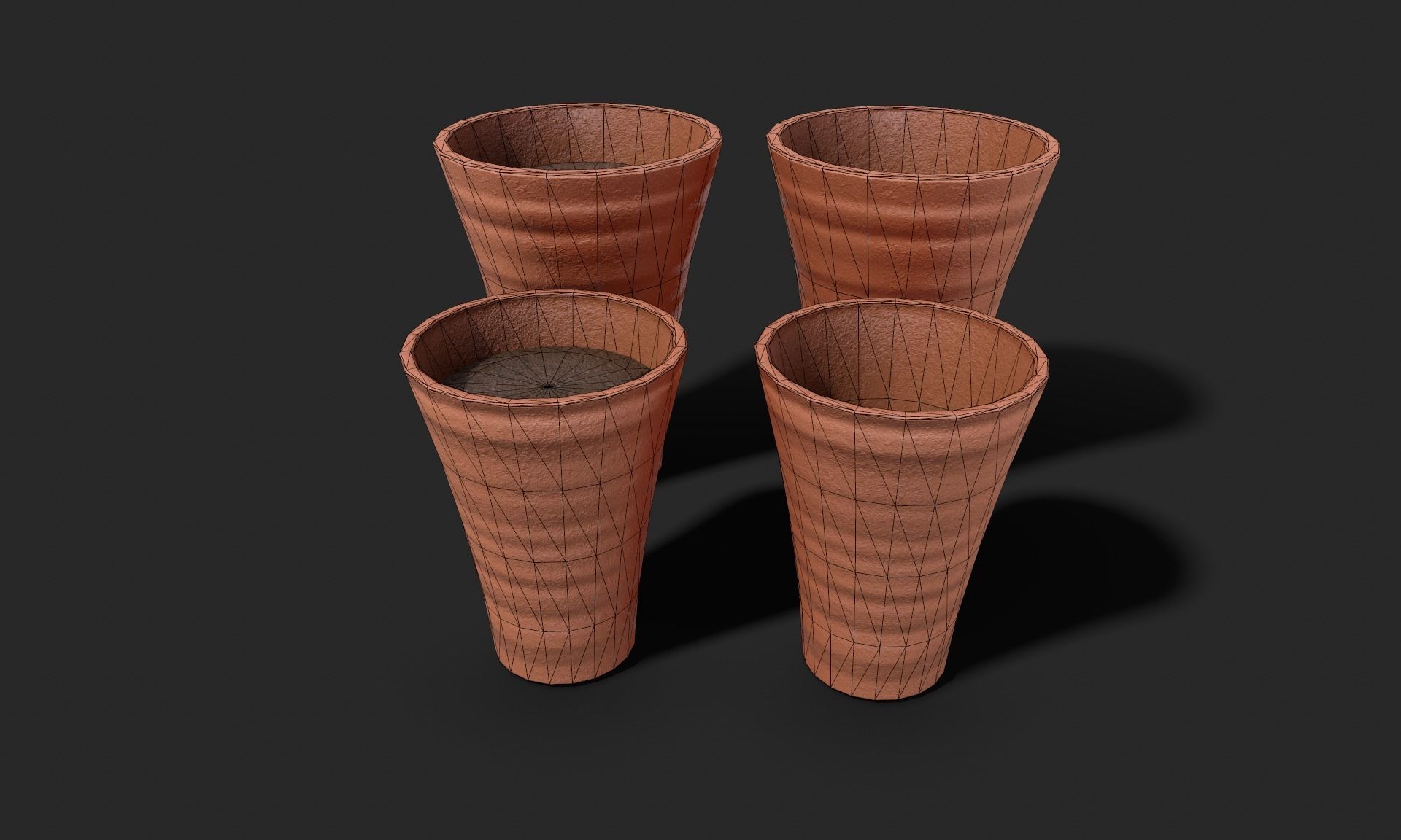 Plant Pot Set Terracotta Exterior 3D Model Collection_14