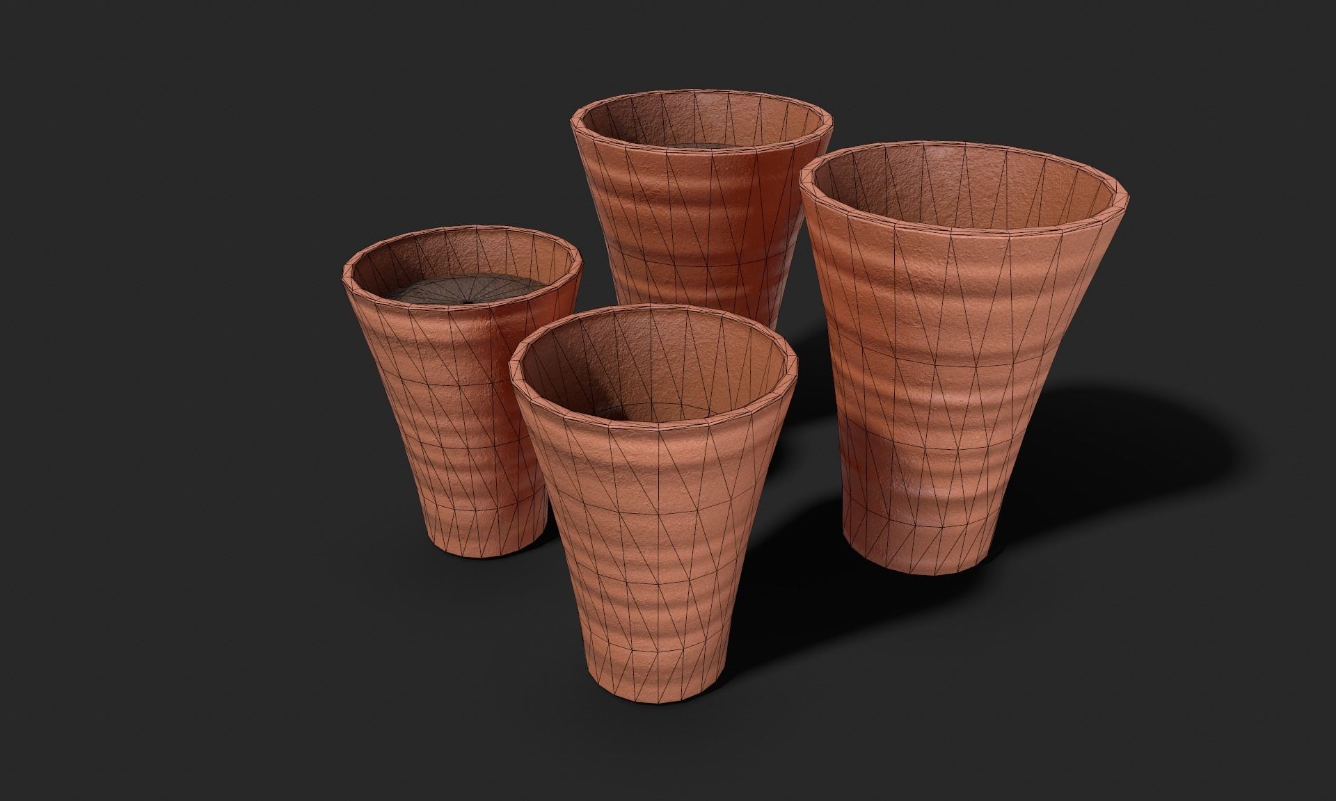 Plant Pot Set Terracotta Exterior 3D Model Collection_15
