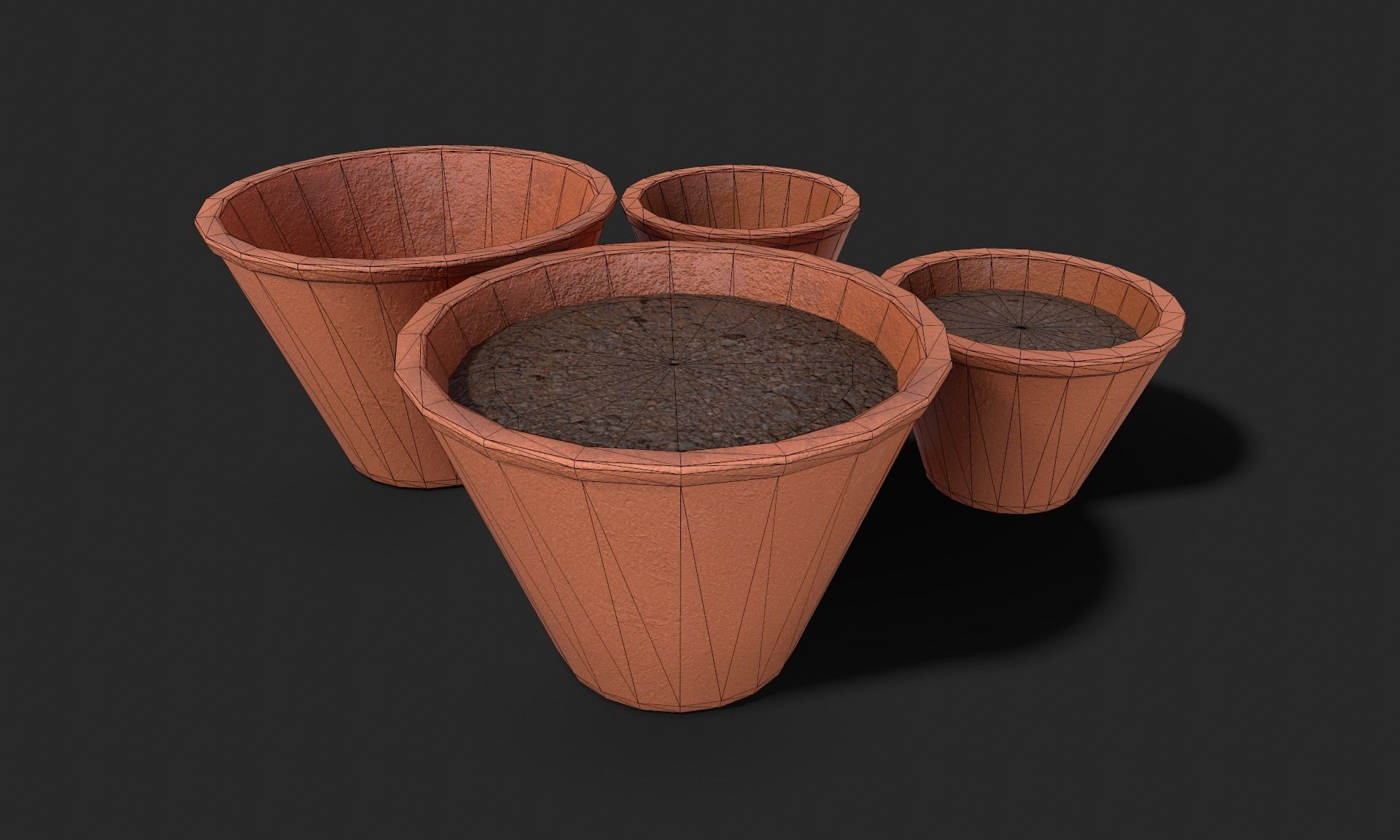 Plant Pot Set Terracotta Exterior 3D Model Collection_28
