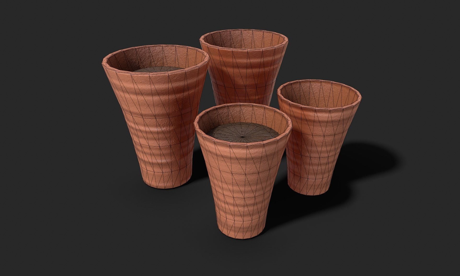 Plant Pot Set Terracotta Exterior 3D Model Collection_19