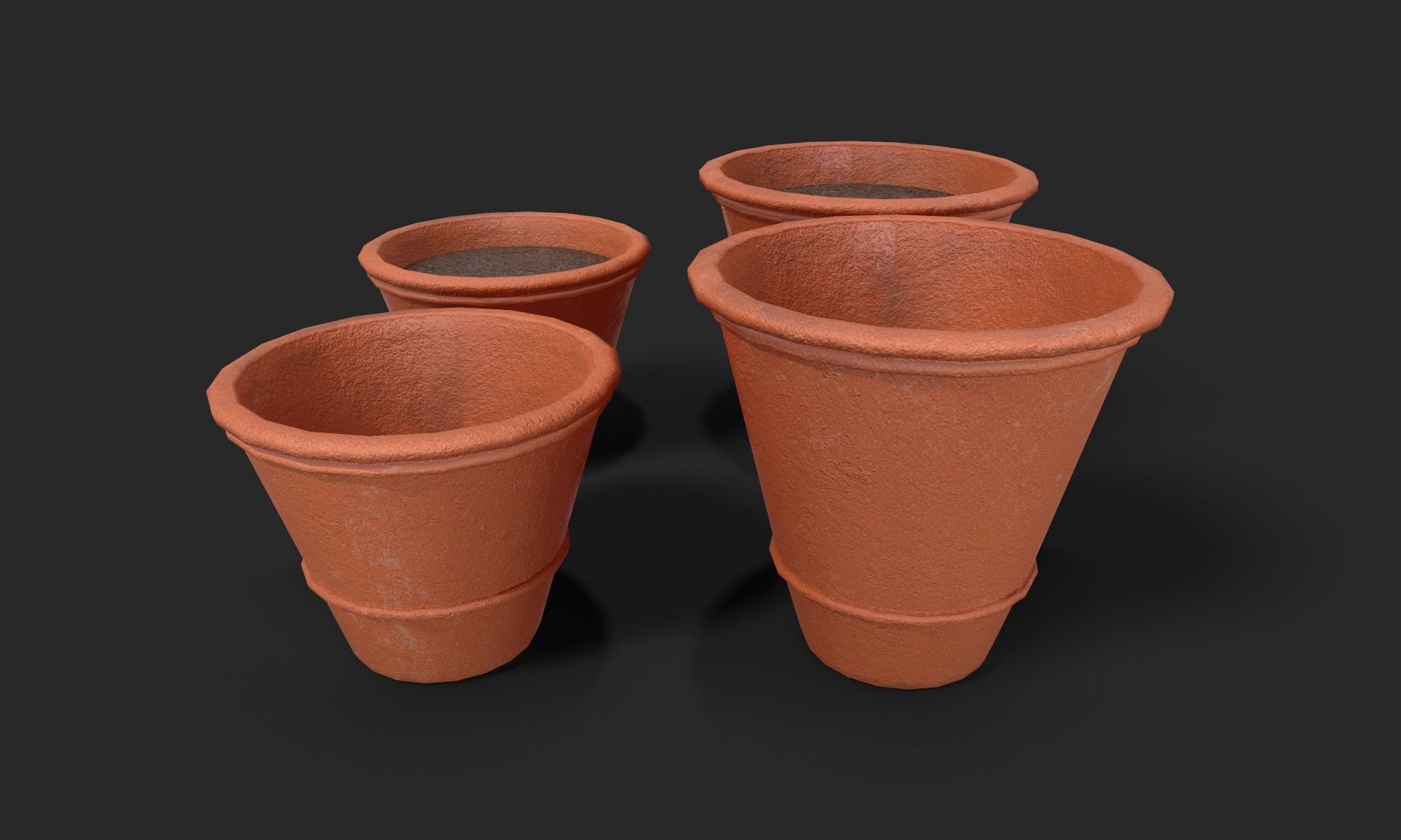 Plant Pot Set Terracotta Exterior 3D Model Collection_42