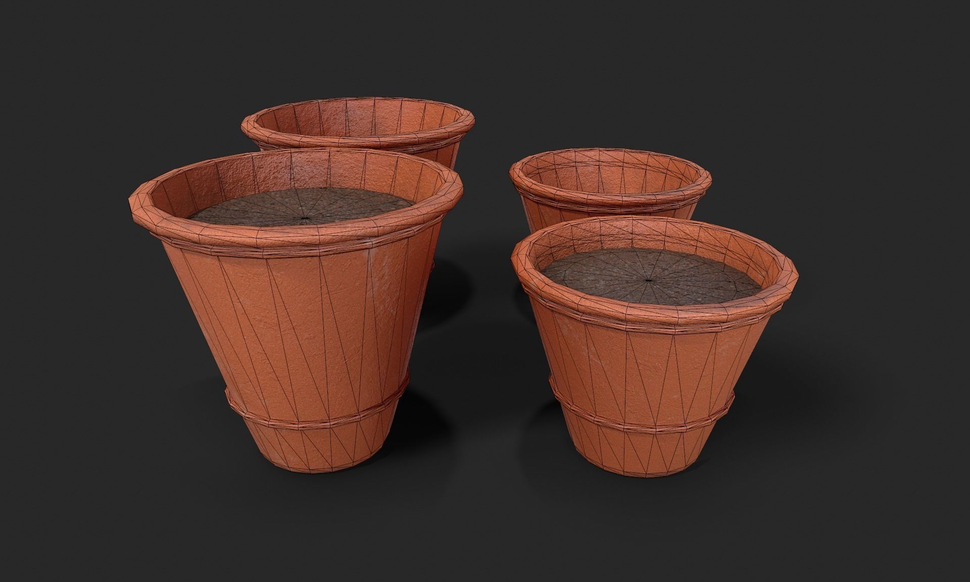 Plant Pot Set Terracotta Exterior 3D Model Collection_44