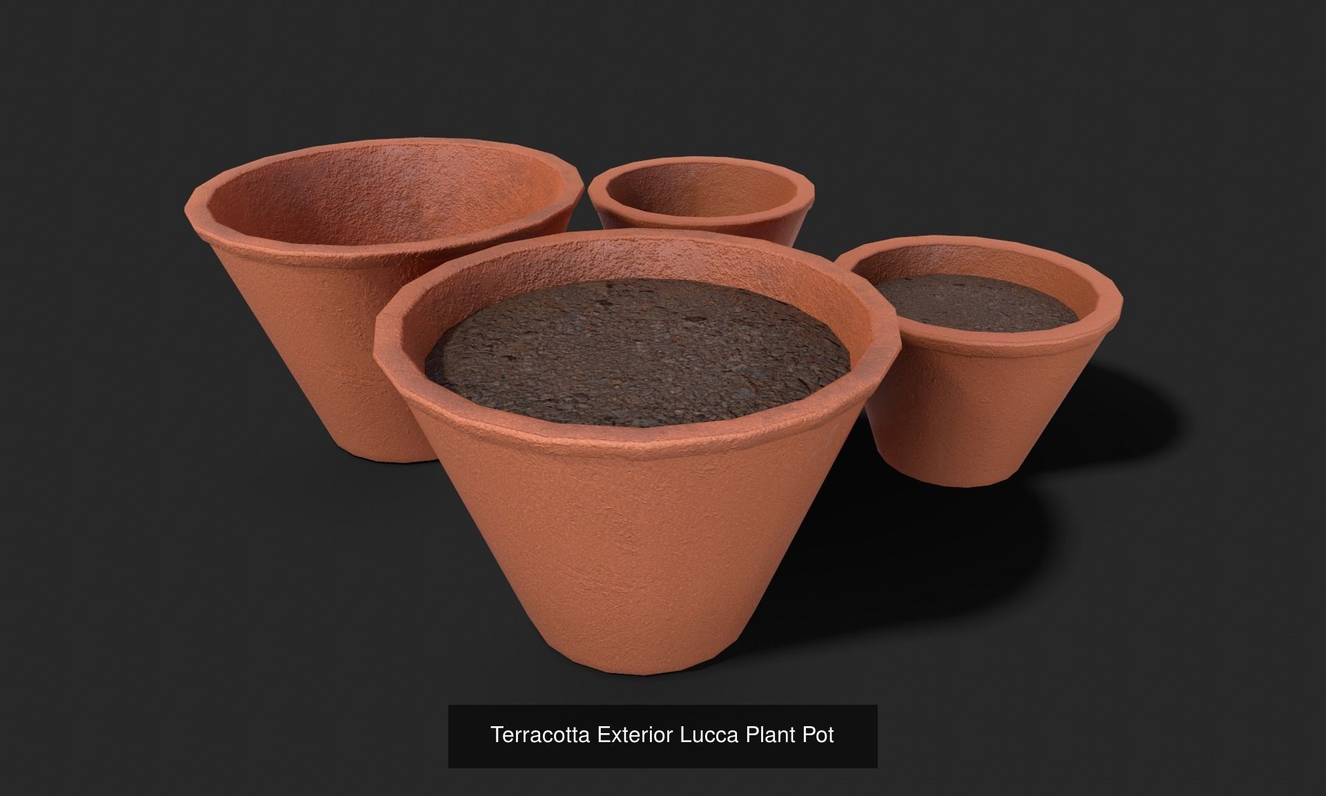 Plant Pot Set Terracotta Exterior 3D Model Collection_3