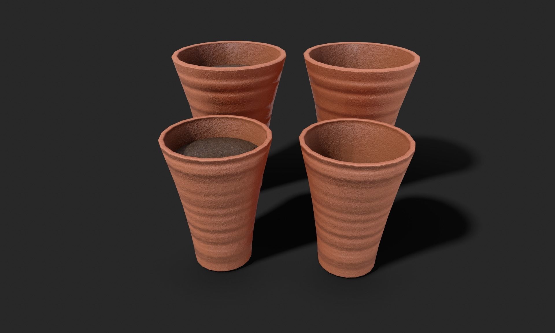 Plant Pot Set Terracotta Exterior 3D Model Collection_5