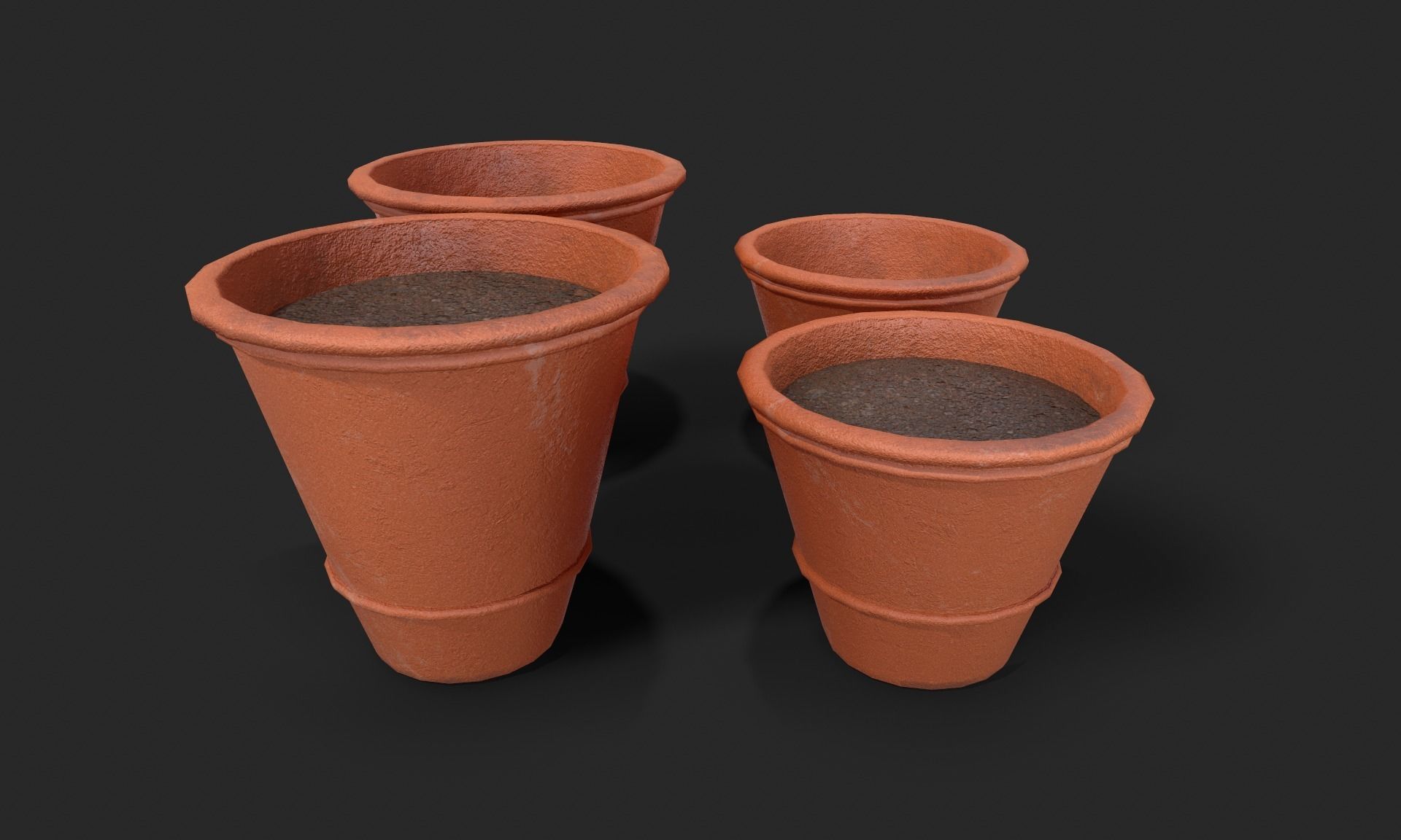 Plant Pot Set Terracotta Exterior 3D Model Collection_41