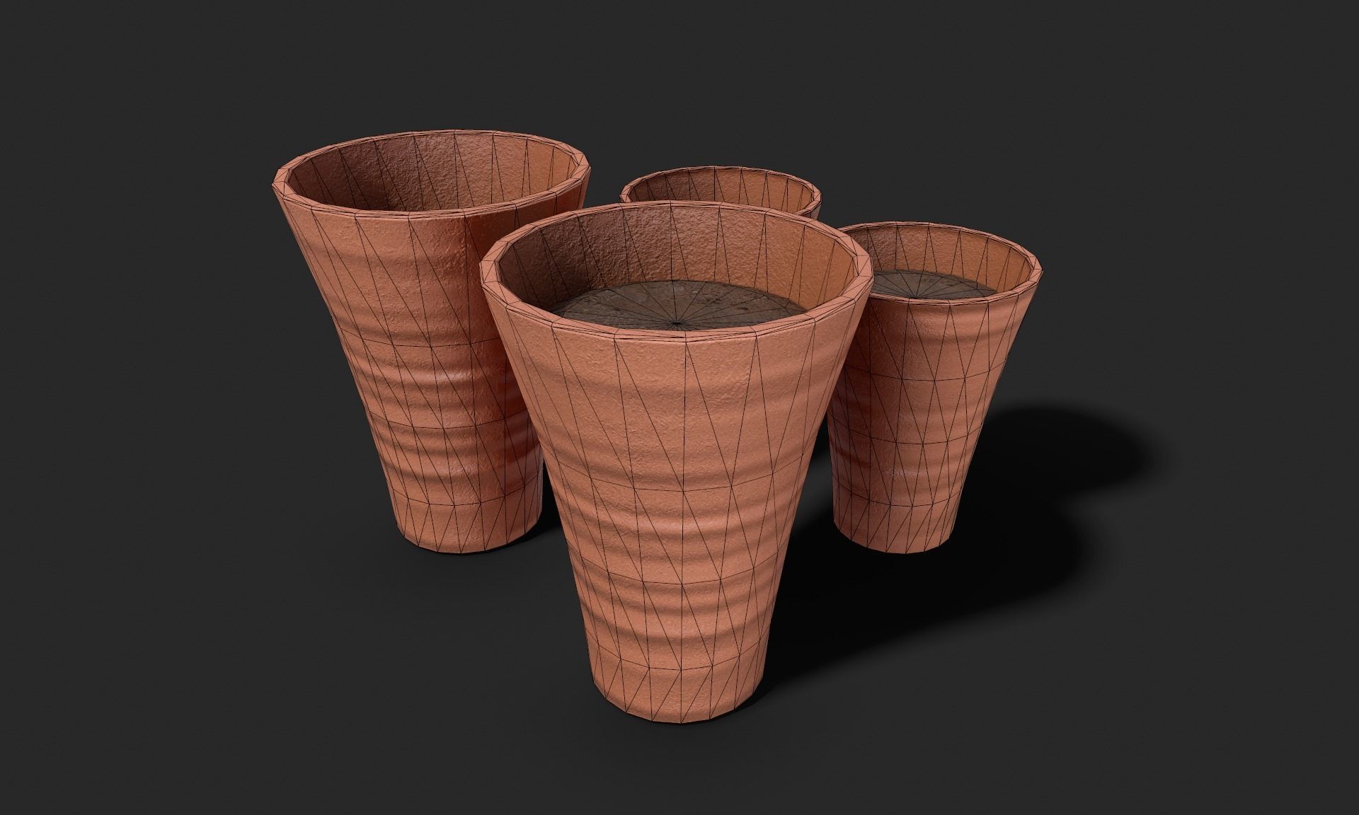Plant Pot Set Terracotta Exterior 3D Model Collection_21