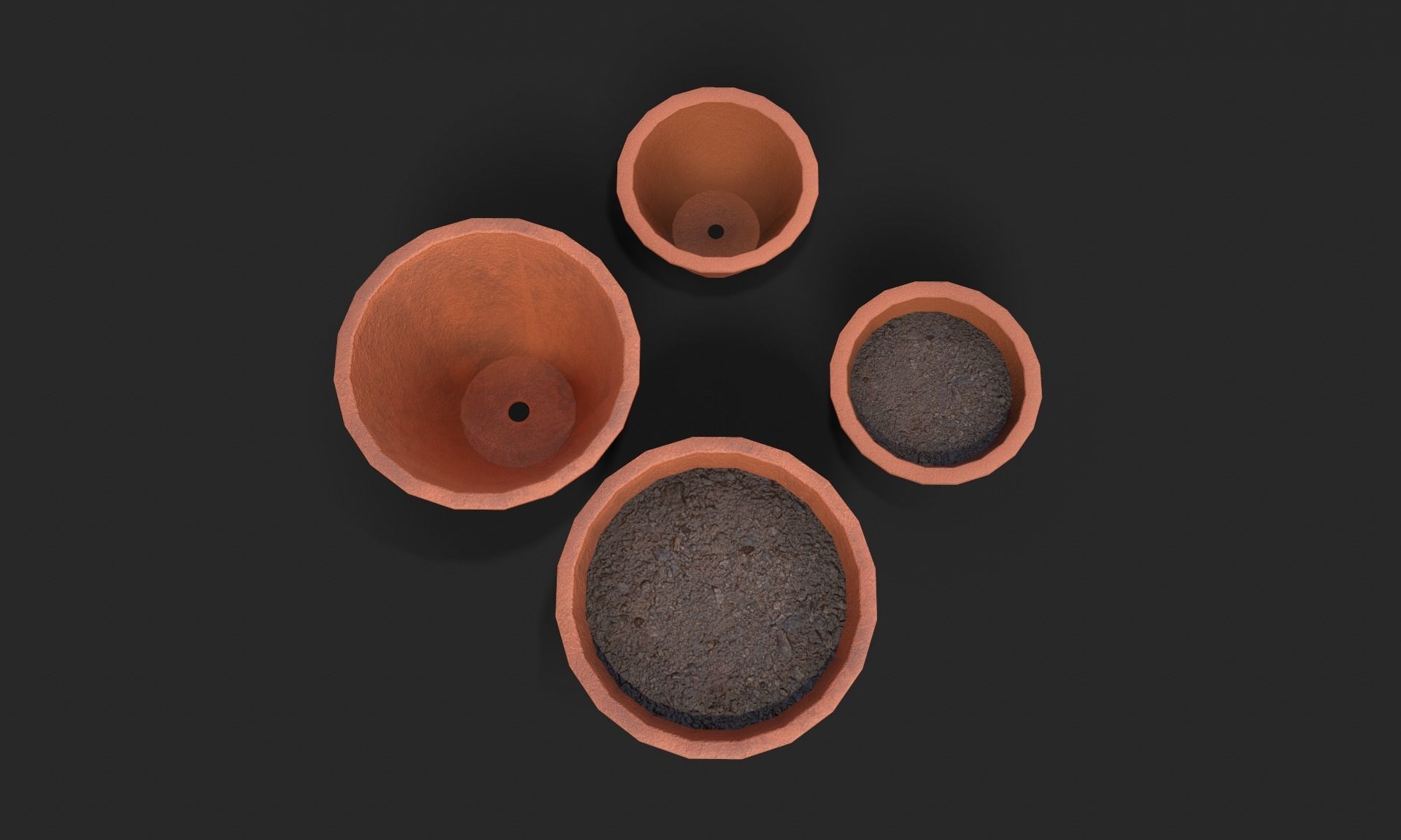 Plant Pot Set Terracotta Exterior 3D Model Collection_22