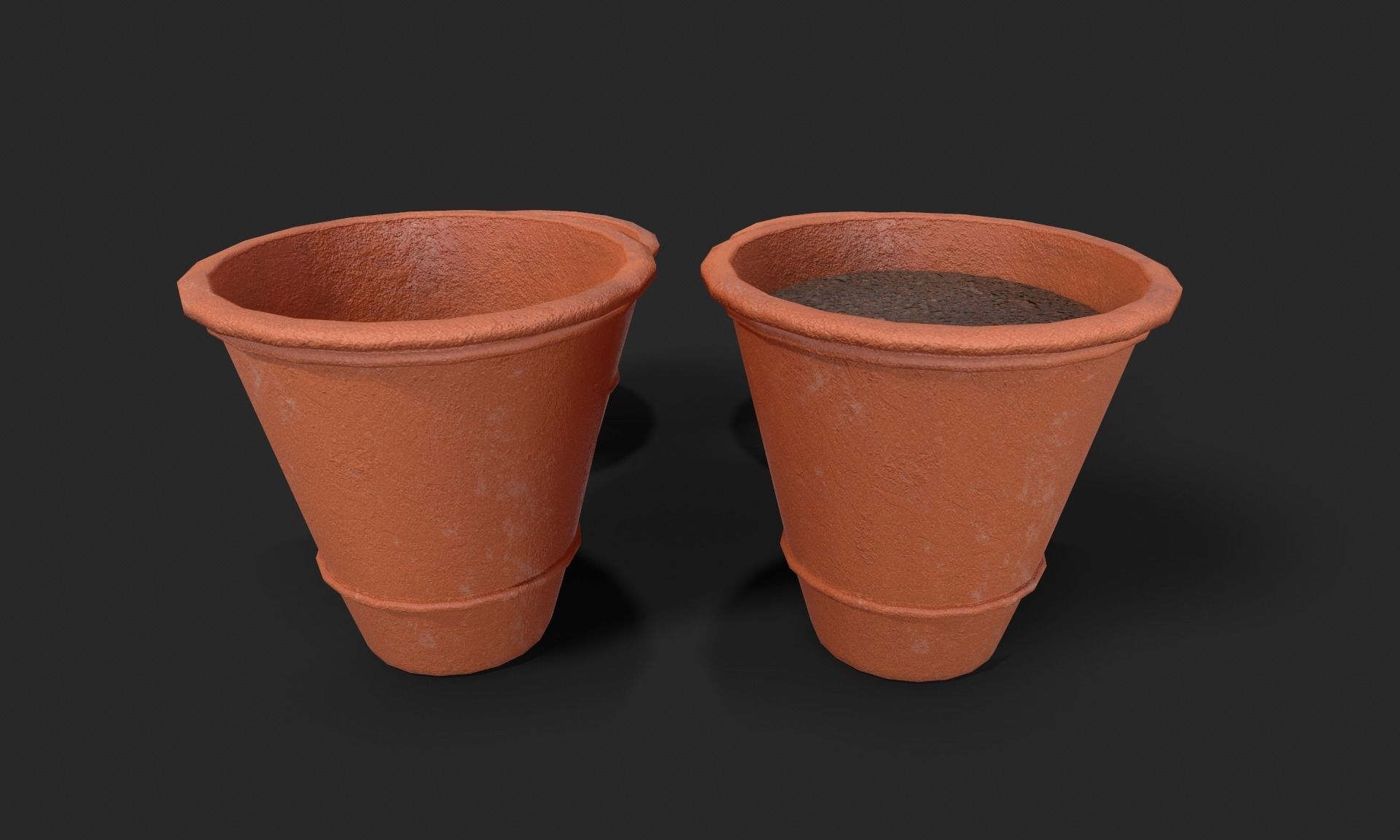 Plant Pot Set Terracotta Exterior 3D Model Collection_40