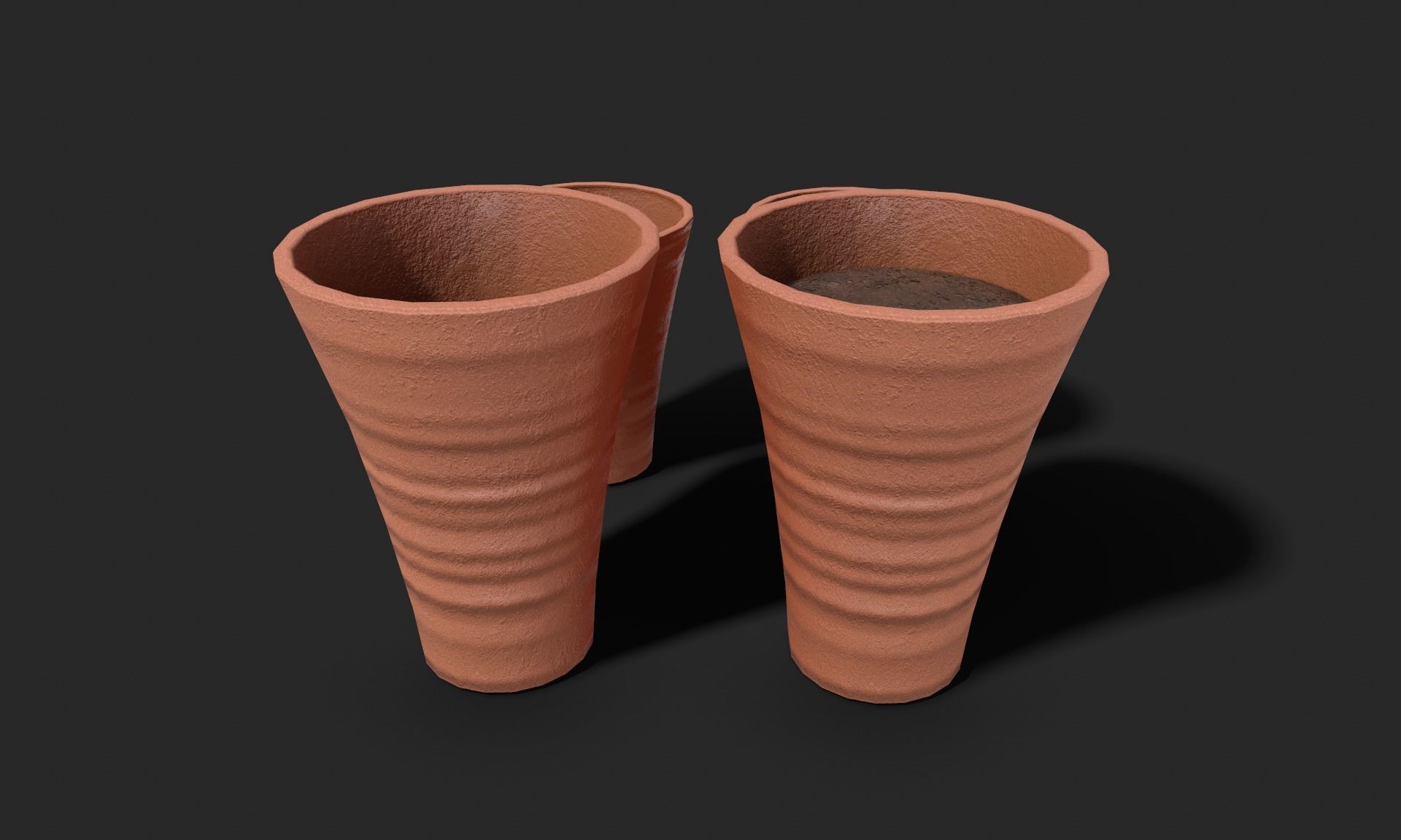 Plant Pot Set Terracotta Exterior 3D Model Collection_8
