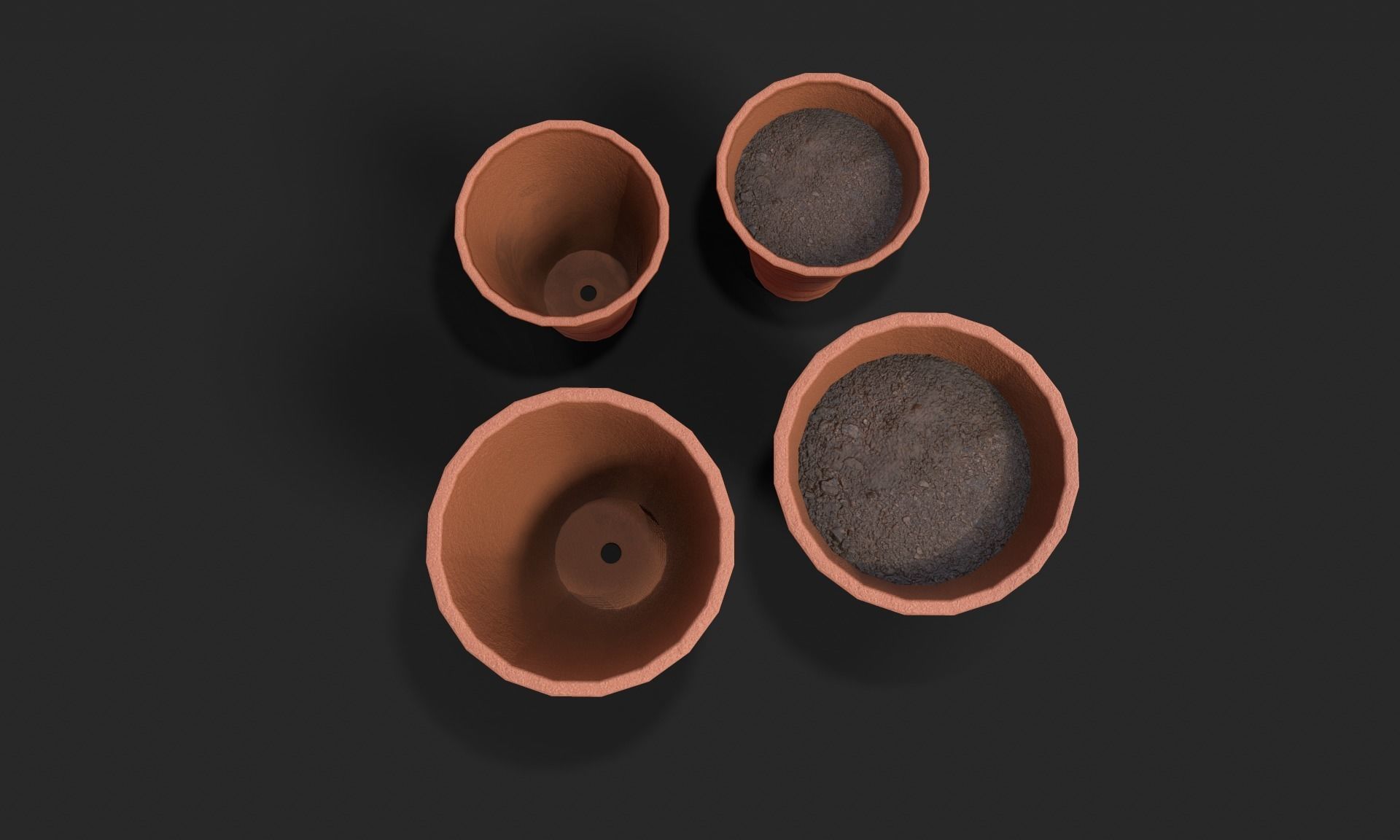 Plant Pot Set Terracotta Exterior 3D Model Collection_9