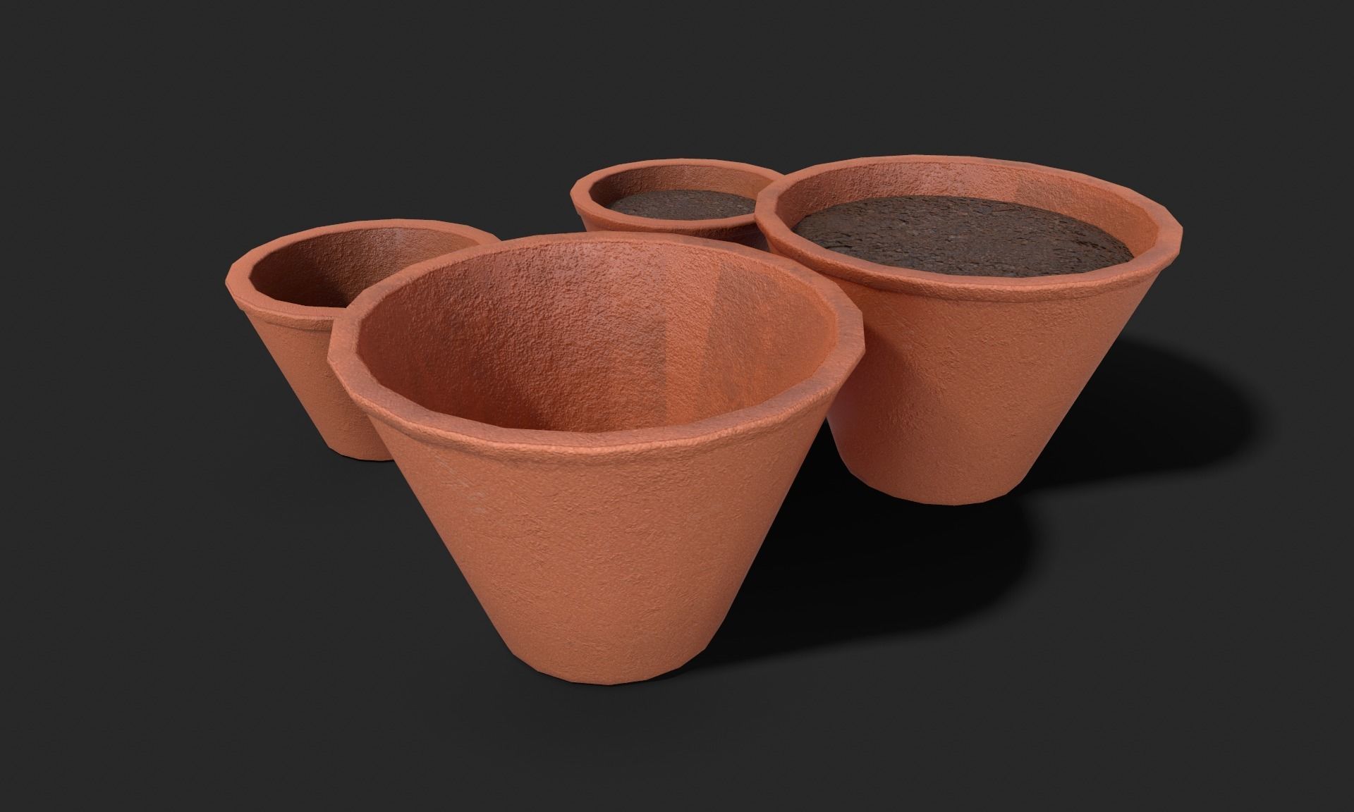 Plant Pot Set Terracotta Exterior 3D Model Collection_25