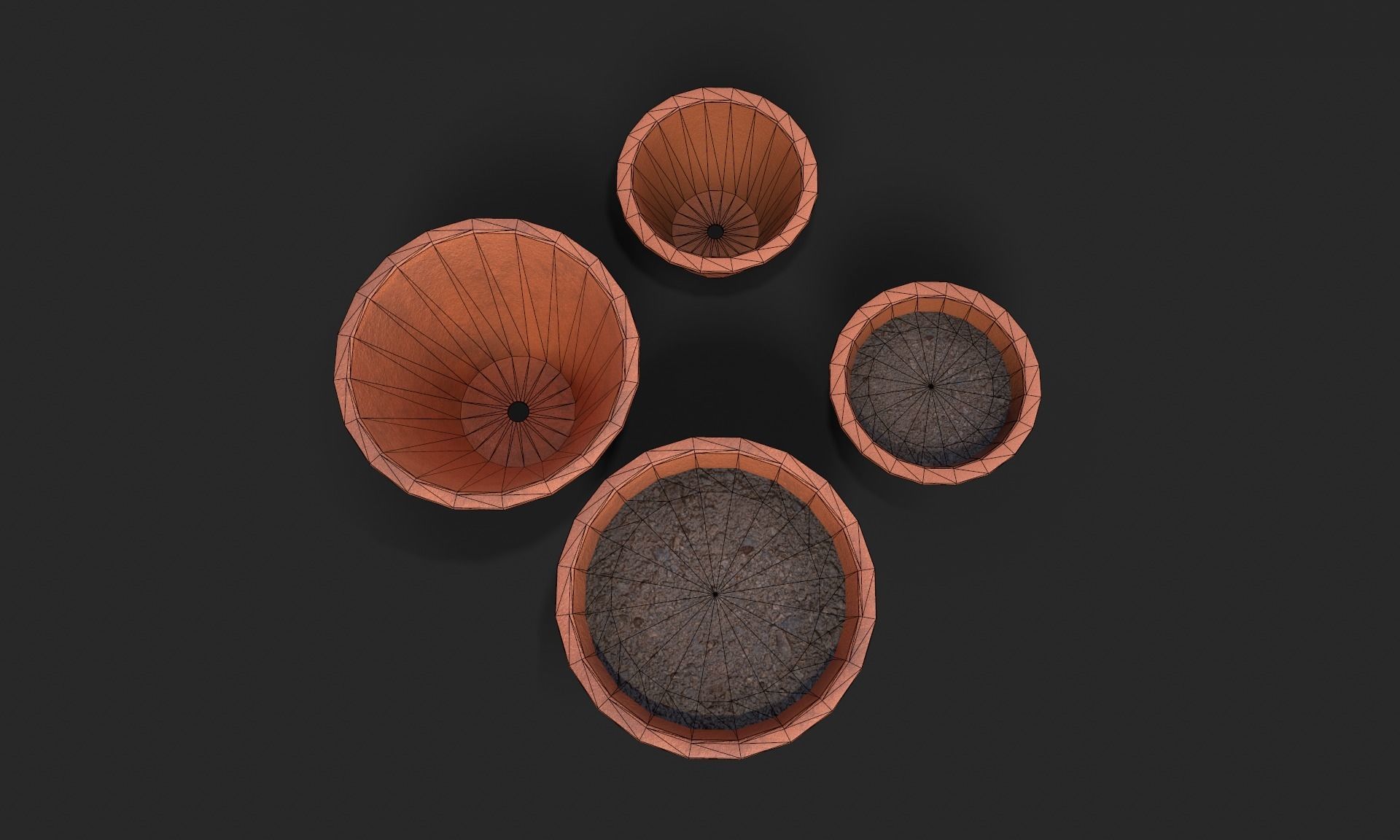 Plant Pot Set Terracotta Exterior 3D Model Collection_23