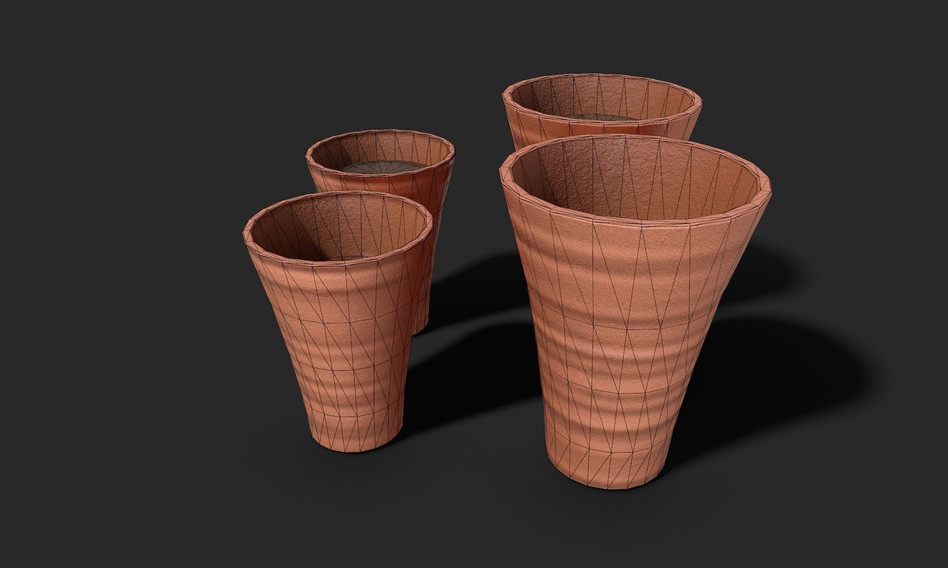 Plant Pot Set Terracotta Exterior 3D Model Collection_17